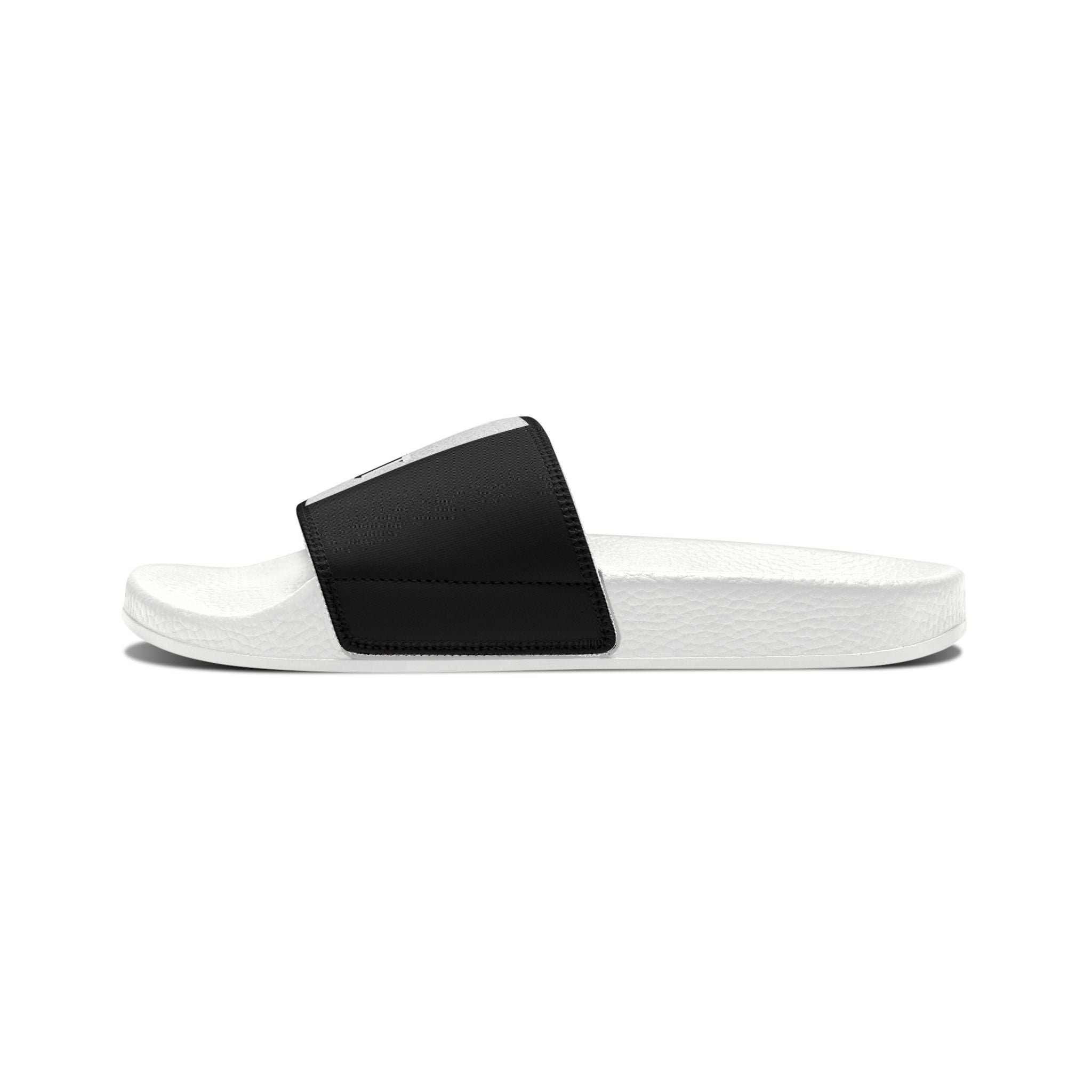 Men's Removable-Strap Slides — Black Graphic Log it out Sandals
