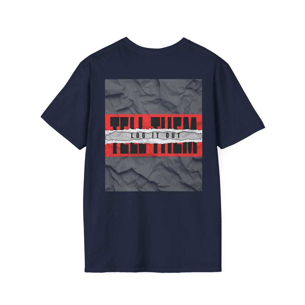 T-Shirt — LOG IT OUT Red Tape Graphic Tee ("LOG IT OUT")