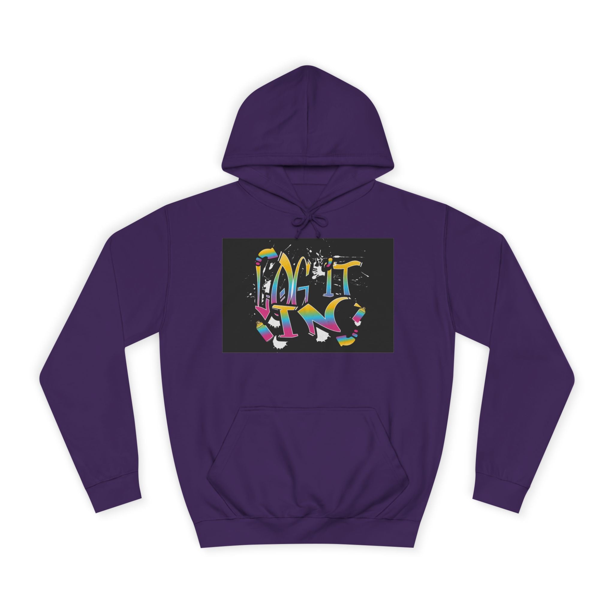 Colorful Unisex "log it in" Hoodie - Vibrant and Fun Sweatshirt for Anybody, Gift for Graduation, CozyWear, Artsy Hoodie