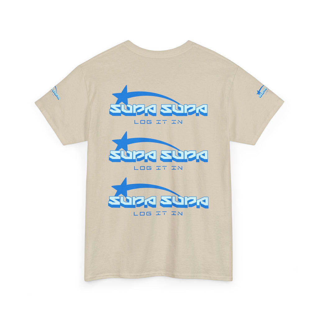 Supa Supa Retro Logo Tee — Blue Graphic Cotton T-Shirt