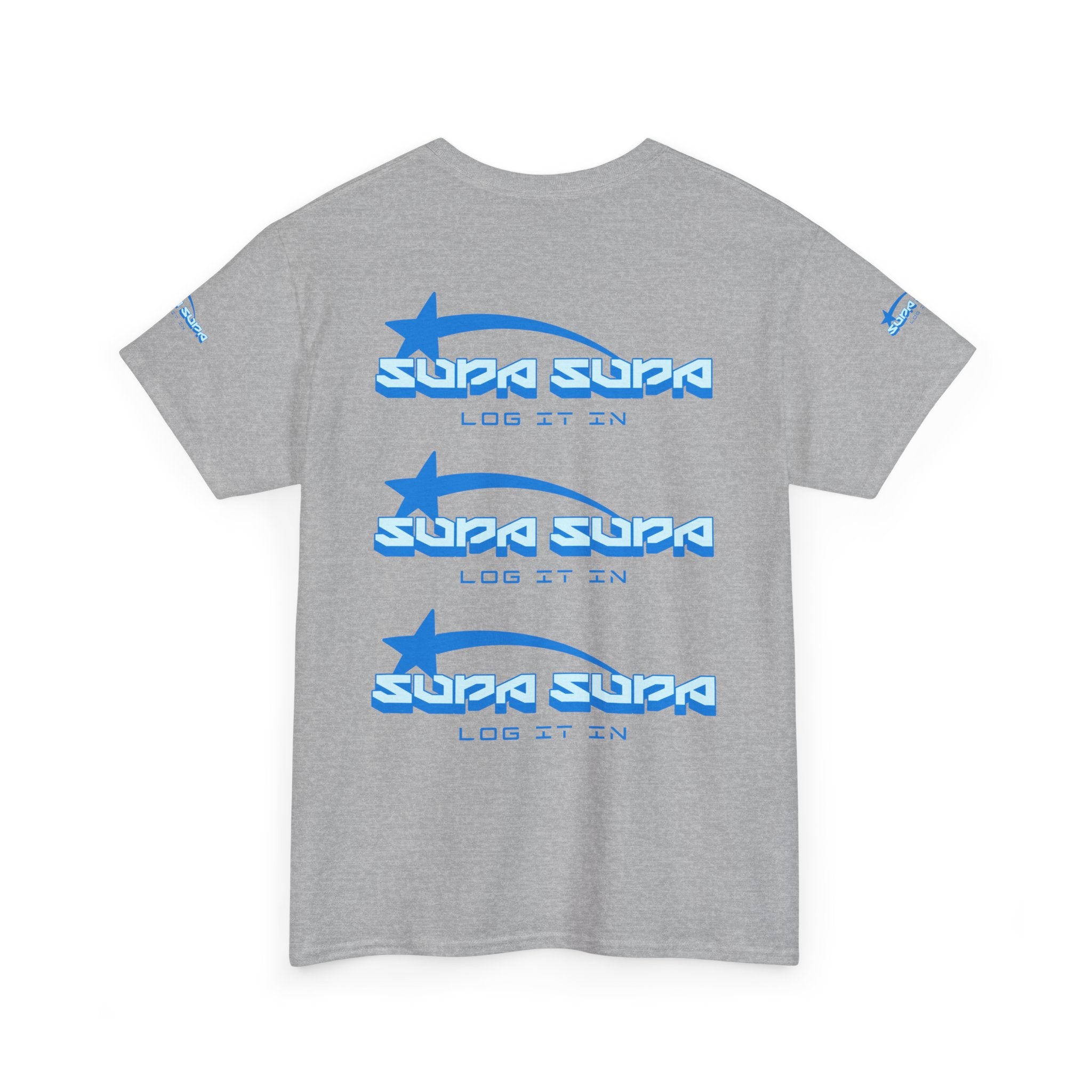Supa Supa Retro Logo Tee — Blue Graphic Cotton T-Shirt
