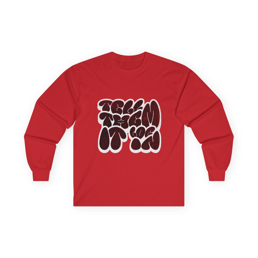 Long Sleeve "LOG IT IN" Tee — Retro Pebble Typography Graphic