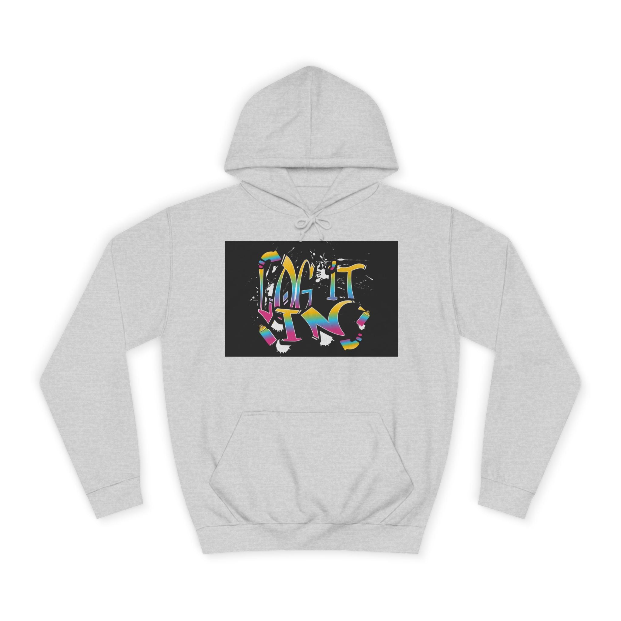 Colorful Unisex "log it in" Hoodie - Vibrant and Fun Sweatshirt for Anybody, Gift for Graduation, CozyWear, Artsy Hoodie