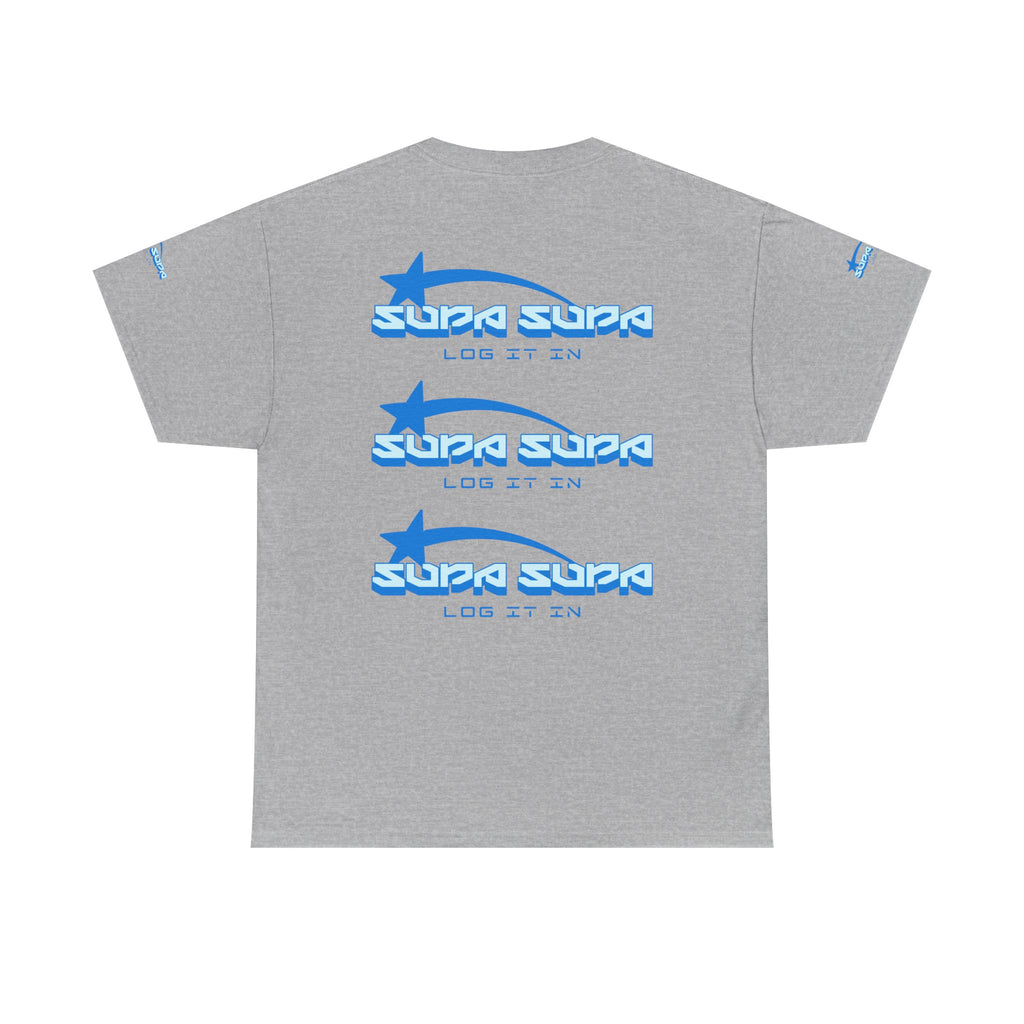 Supa Supa Retro Logo Tee — Blue Graphic Cotton T-Shirt
