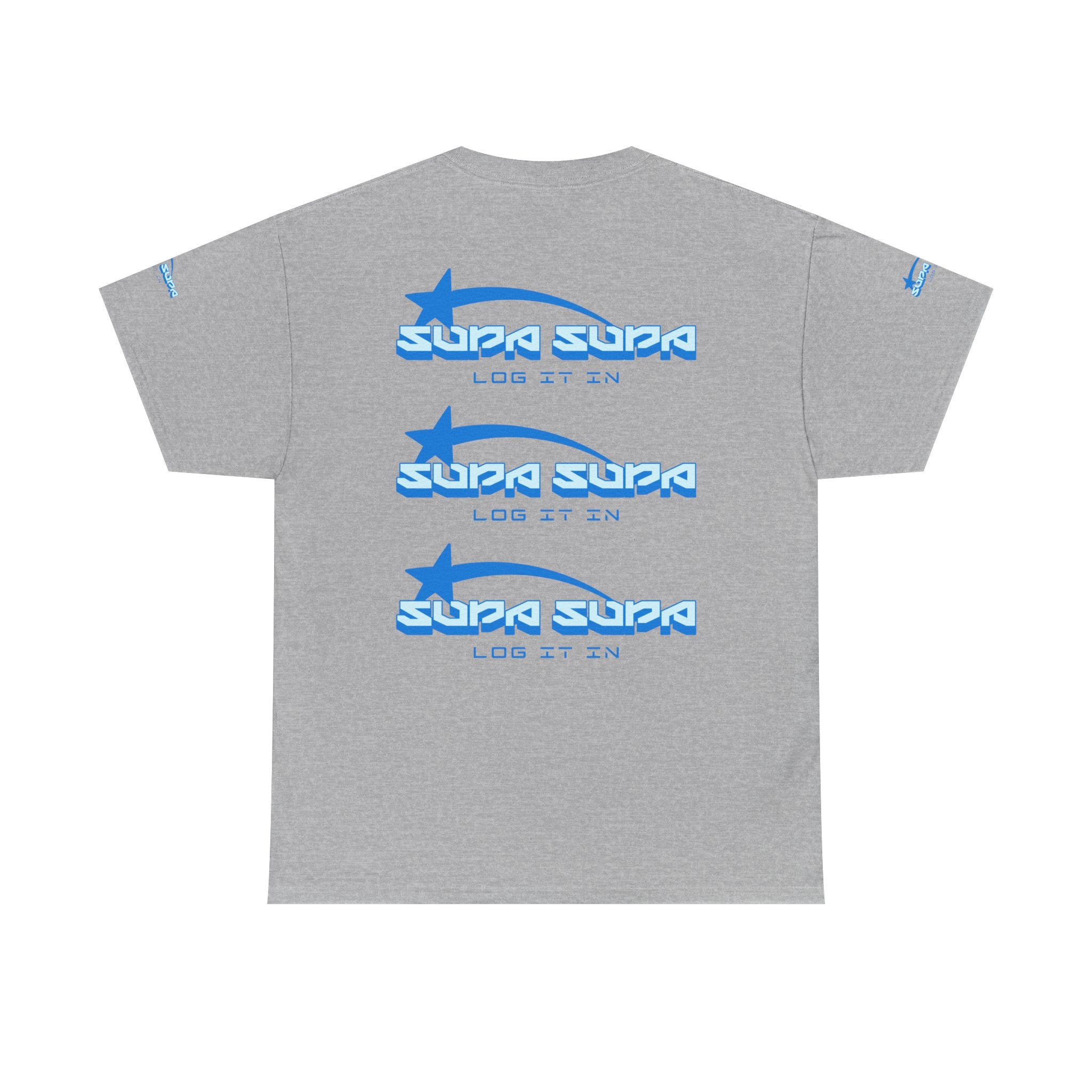 Supa Supa Retro Logo Tee — Blue Graphic Cotton T-Shirt