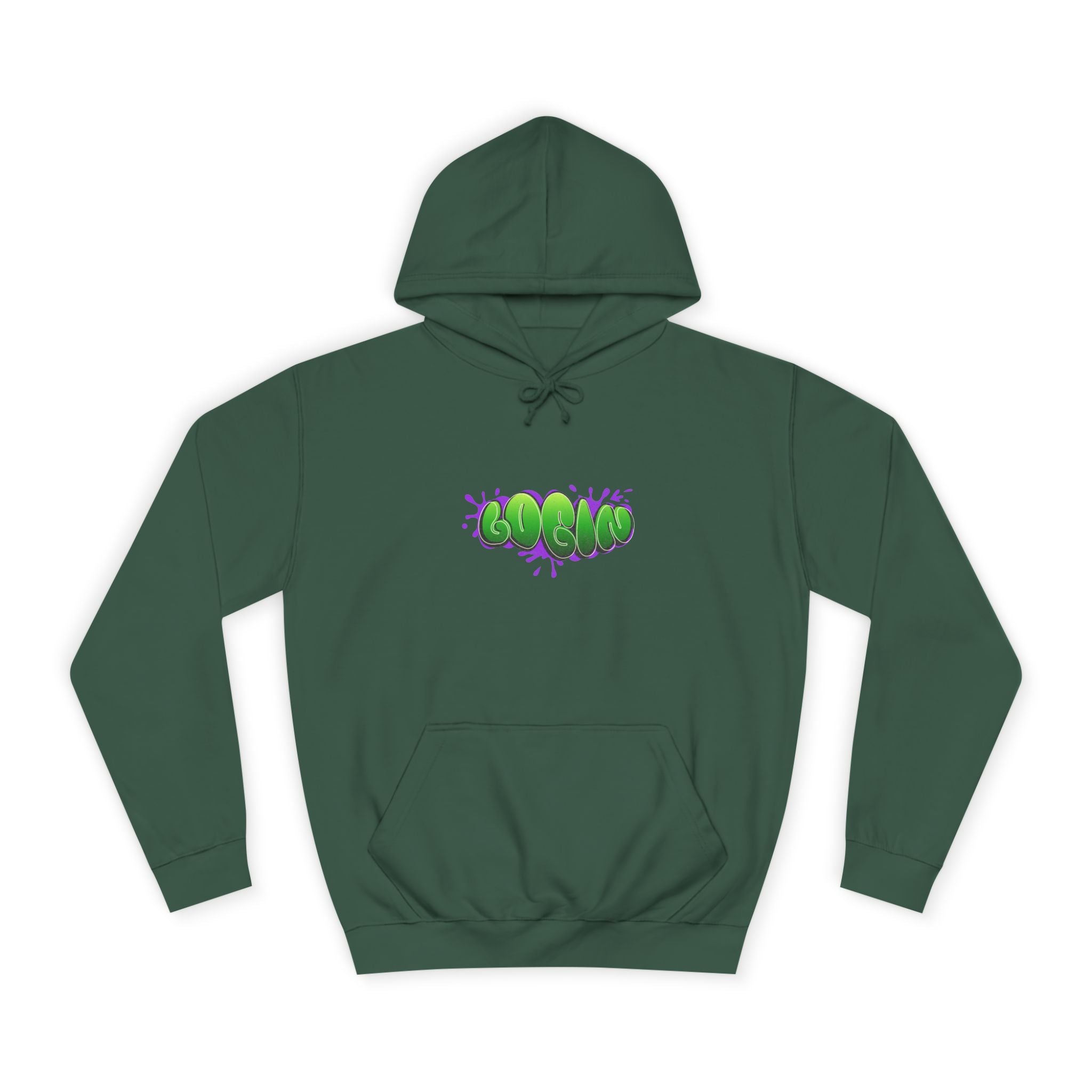 Hoodie with Green Graffiti "Login" Design - Streetwear Pullover