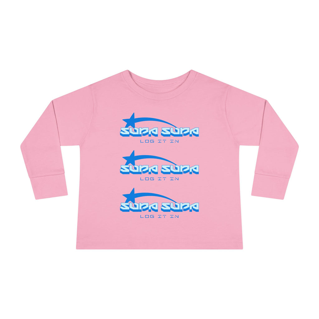 Toddler Long Sleeve Tee — Blue Shooting Star "Super Star" Graphic