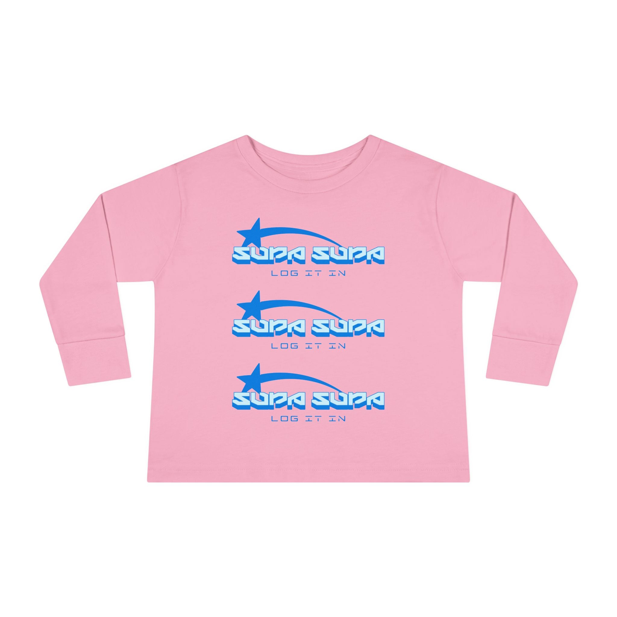 Toddler Long Sleeve Tee — Blue Shooting Star "Super Star" Graphic
