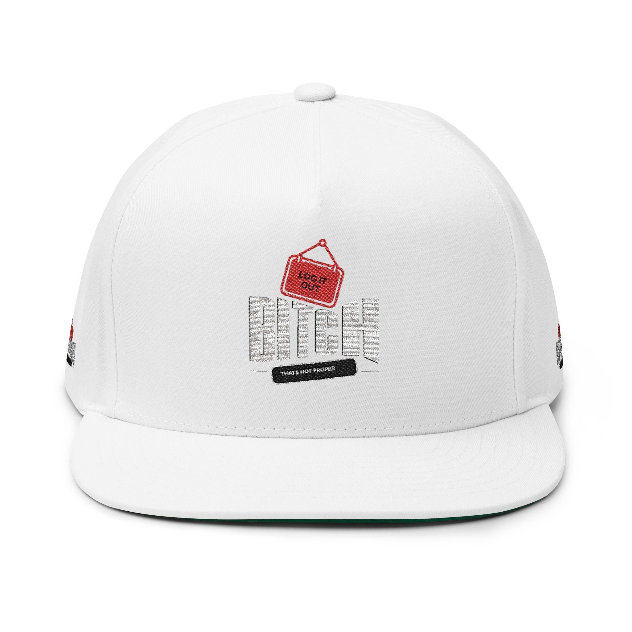 Embroidered 'Log it out'' Flat Bill Cap — Snapback