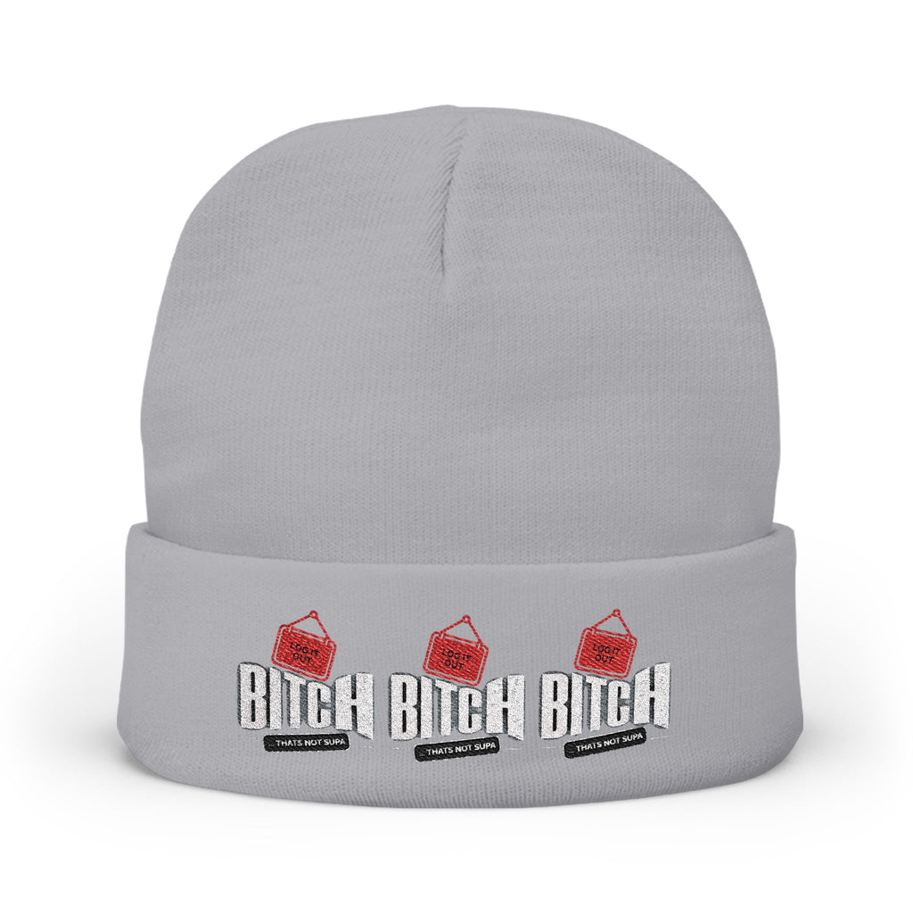 Embroidered 'LOG OUT' Knit Beanie — Gnome Humor Winter Hat