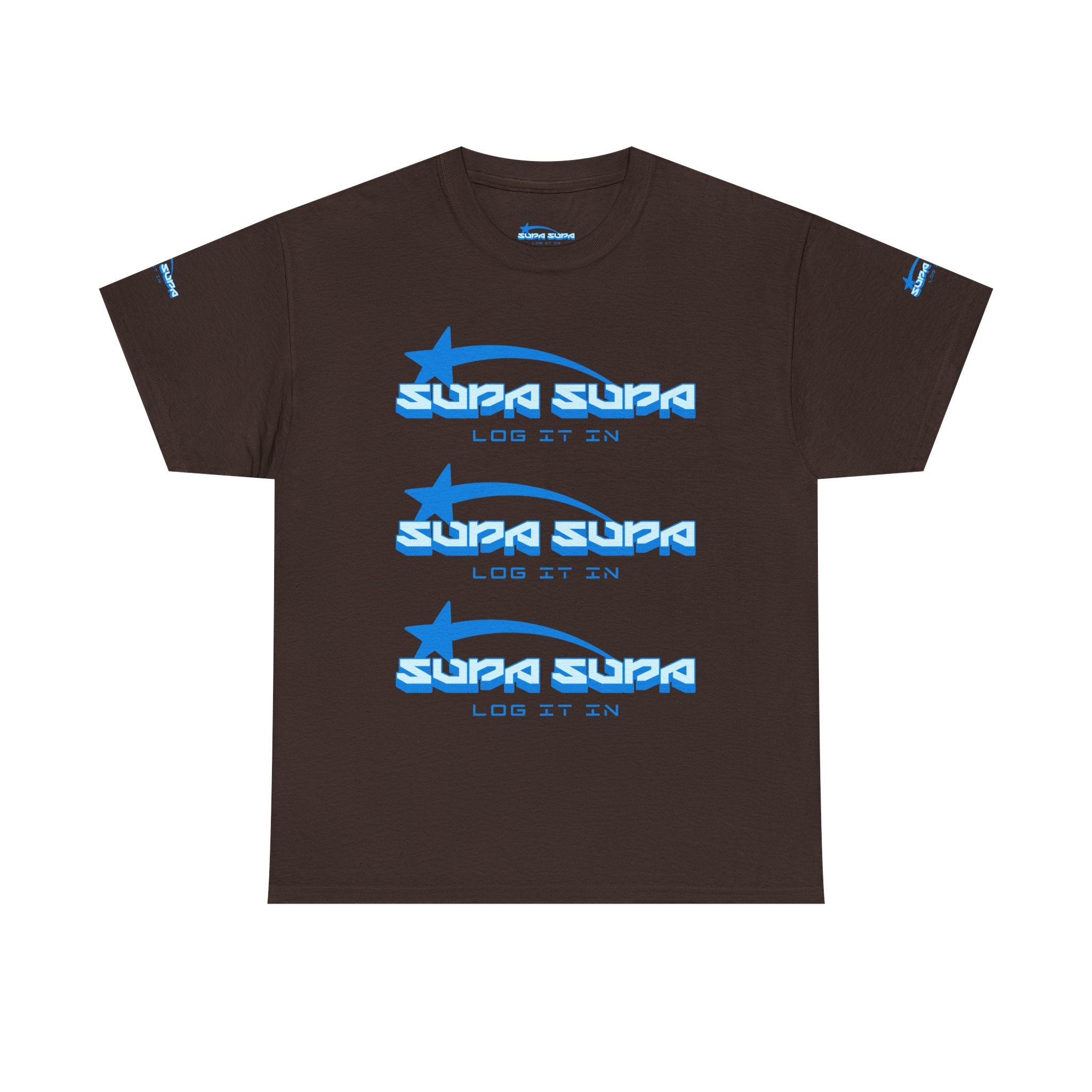 Supa Supa Retro Logo Tee — Blue Graphic Cotton T-Shirt
