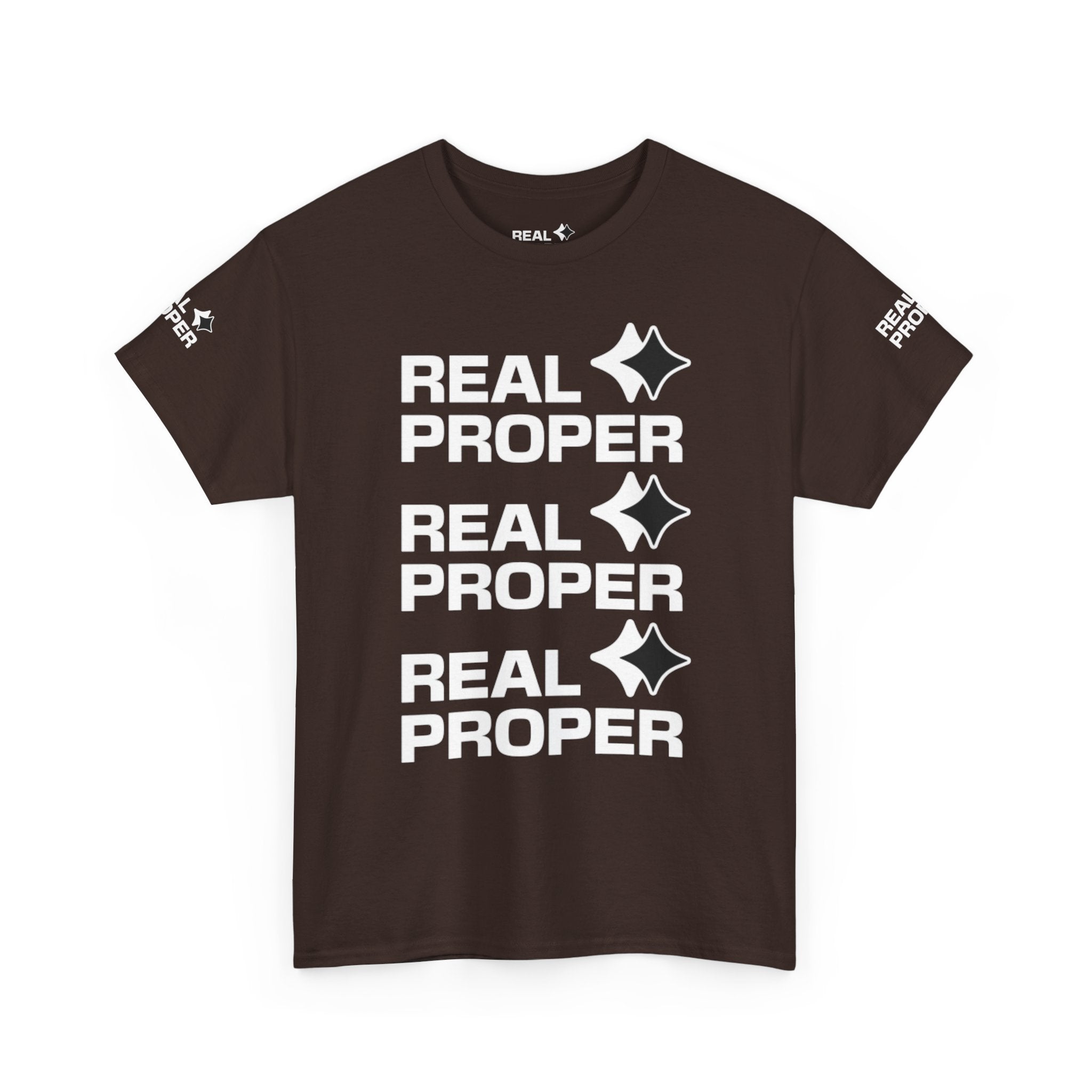 "Real Proper" Repeat Logo T‑Shirt