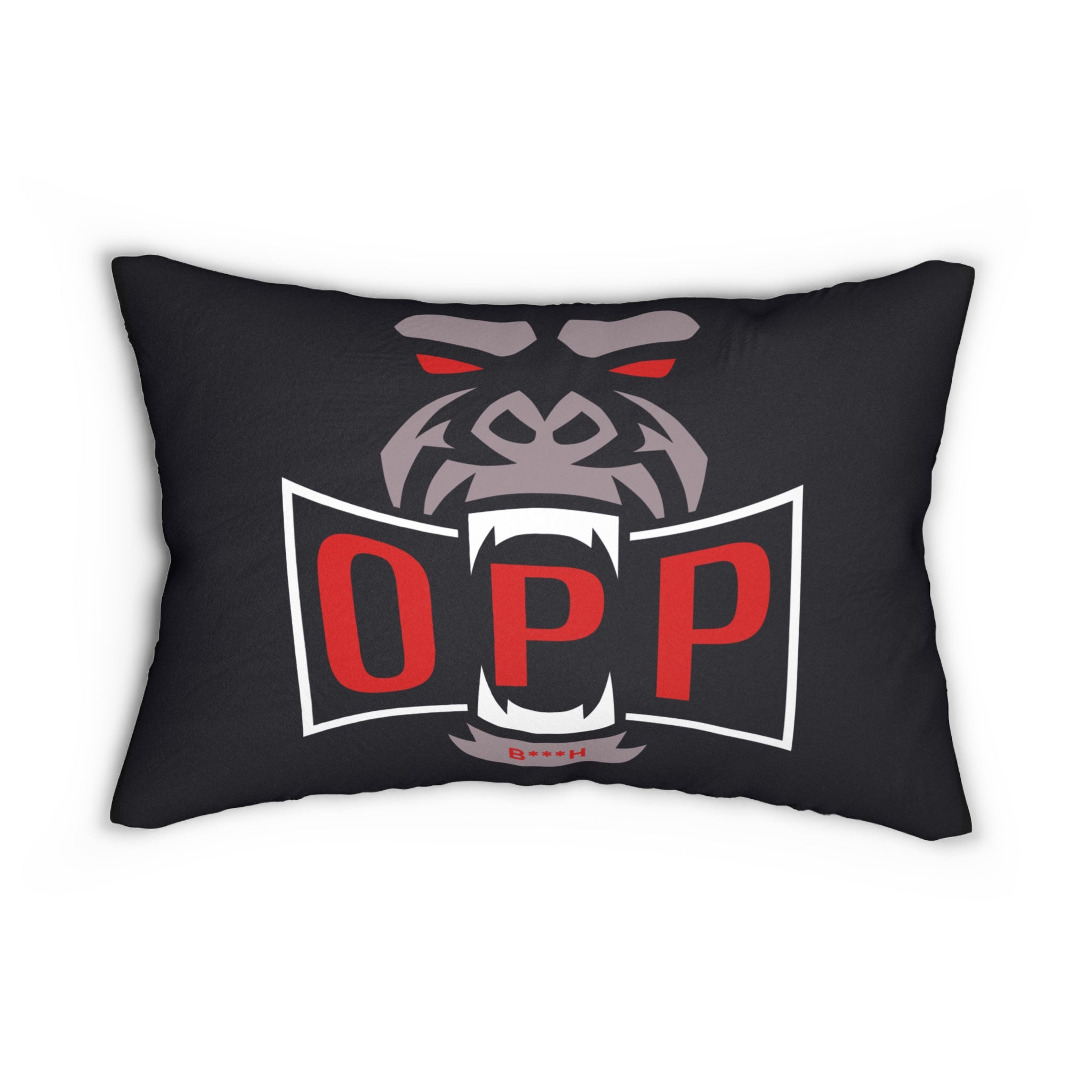 Gorilla OPP Logo Lumbar Pillow — Black Red Graphic Accent Pillow