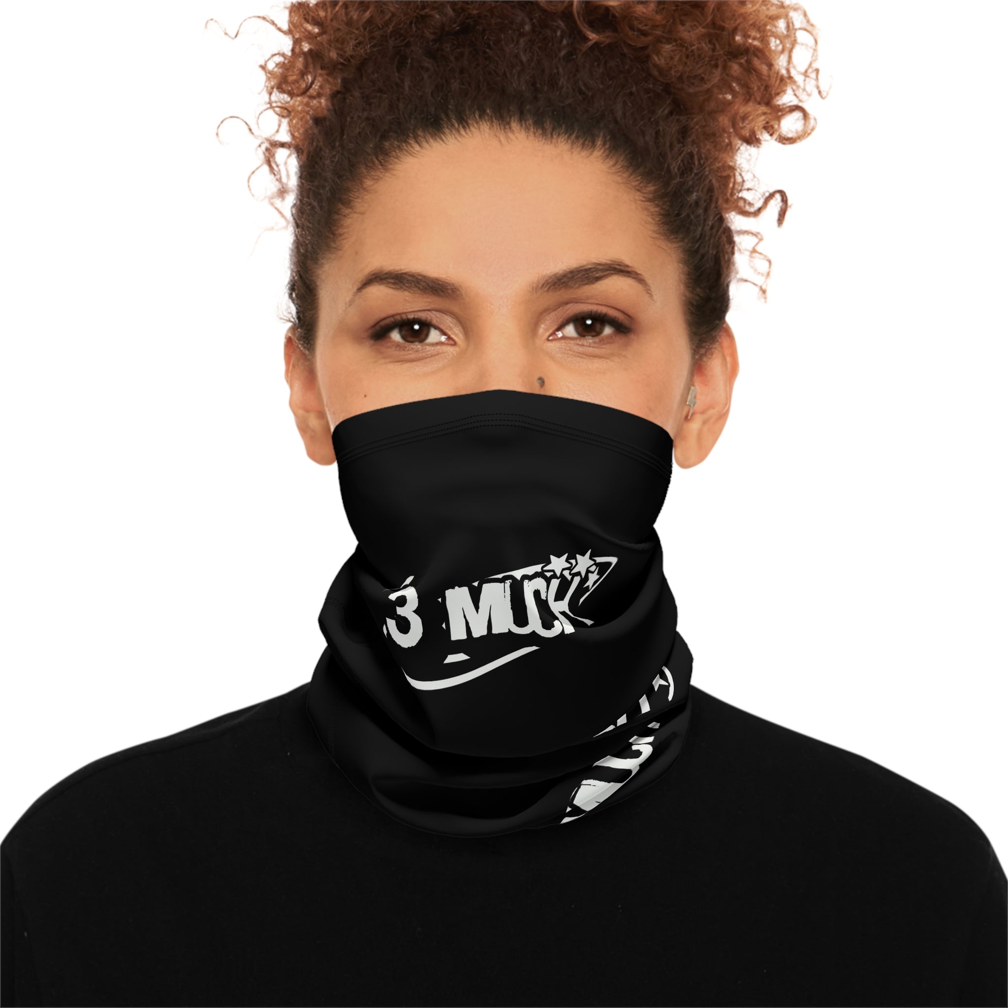 Neck Gaiter — '3 MCH' Graphic Winter Face Mask with Drawstring