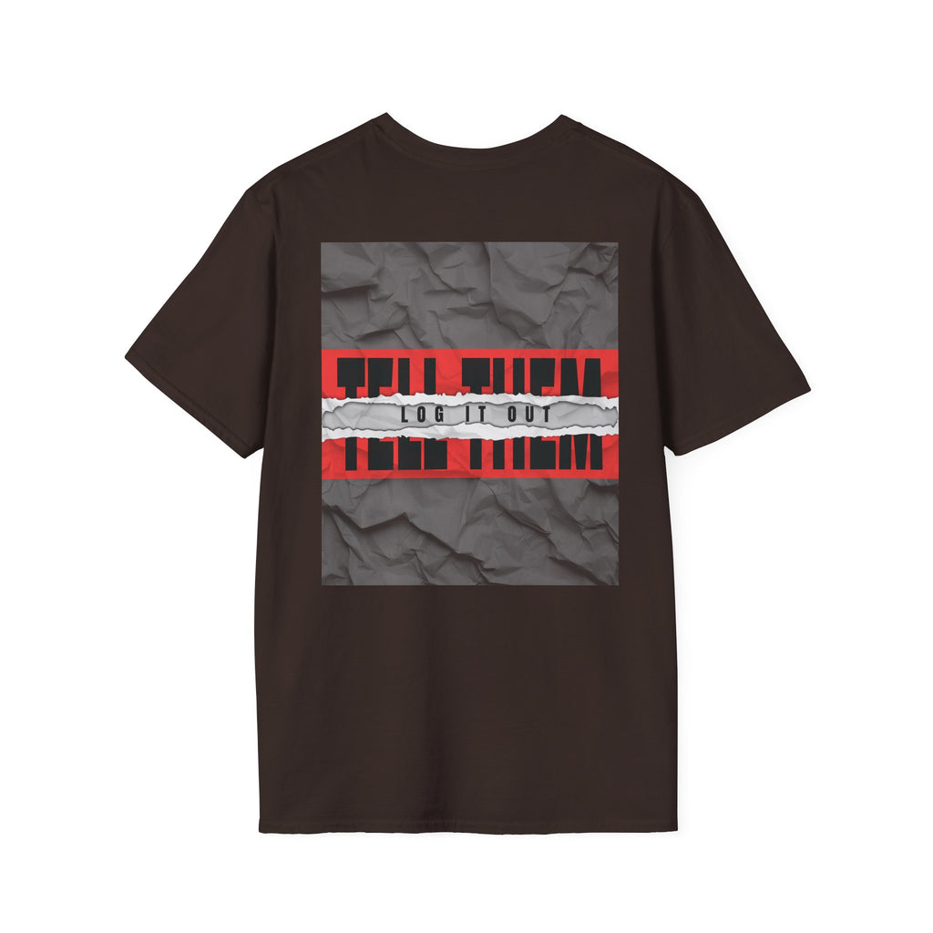 T-Shirt — LOG IT OUT Red Tape Graphic Tee ("LOG IT OUT")