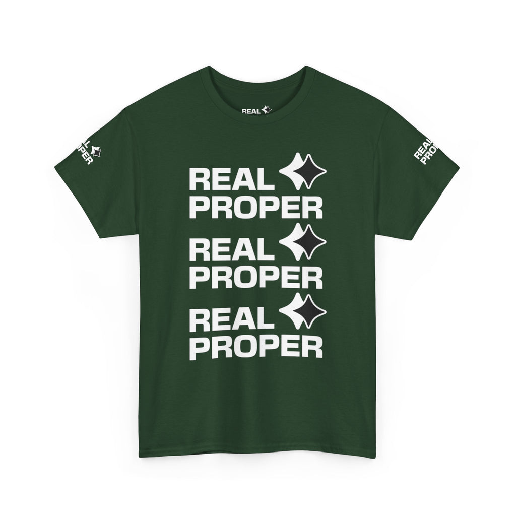 "Real Proper" Repeat Logo T‑Shirt