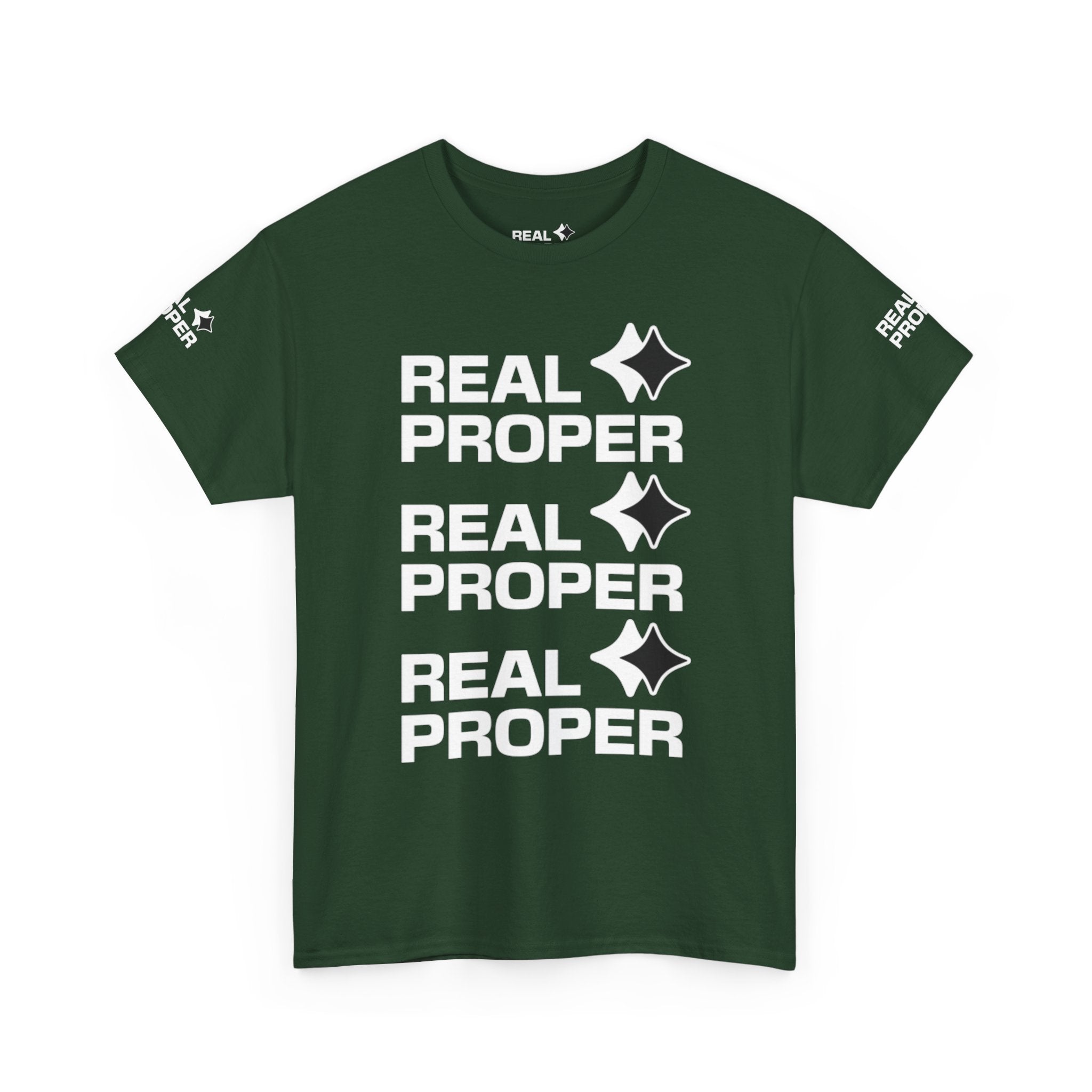 "Real Proper" Repeat Logo T‑Shirt