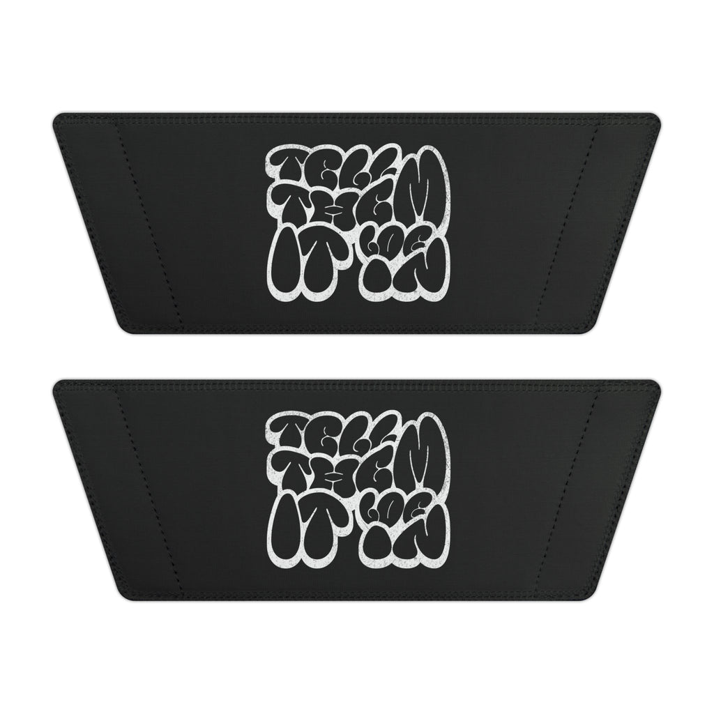 Slide Sandals — Men’s Black Strap Slides with White "LOG IT IN "Graffiti Text