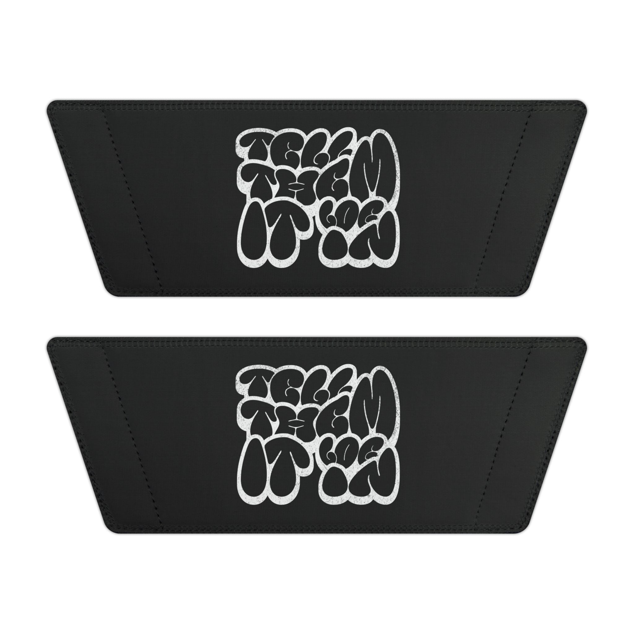 Slide Sandals — Men’s Black Strap Slides with White "LOG IT IN "Graffiti Text