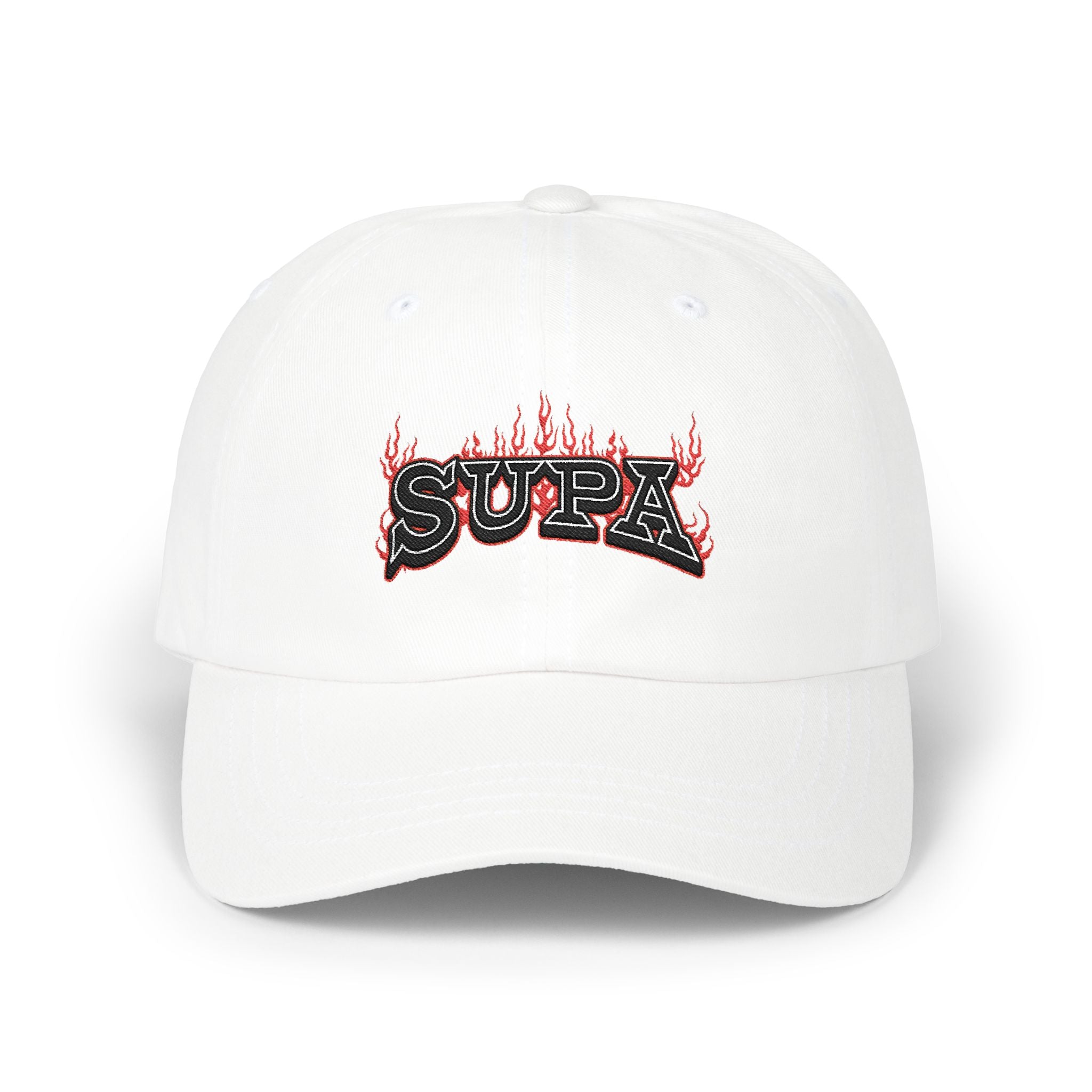'SUPA' Flame Logo Embroidered Hat