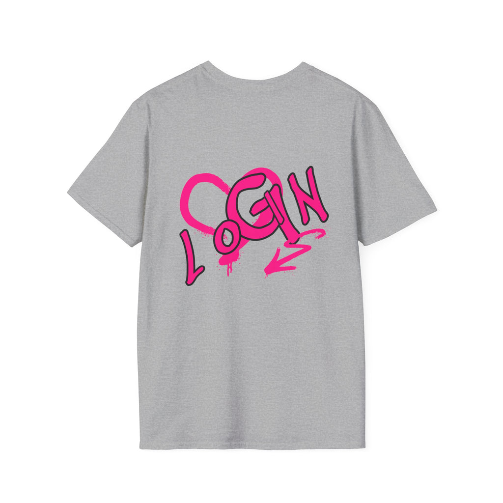 T-Shirt — Pink Graffiti 'Login' Streetwear Tee