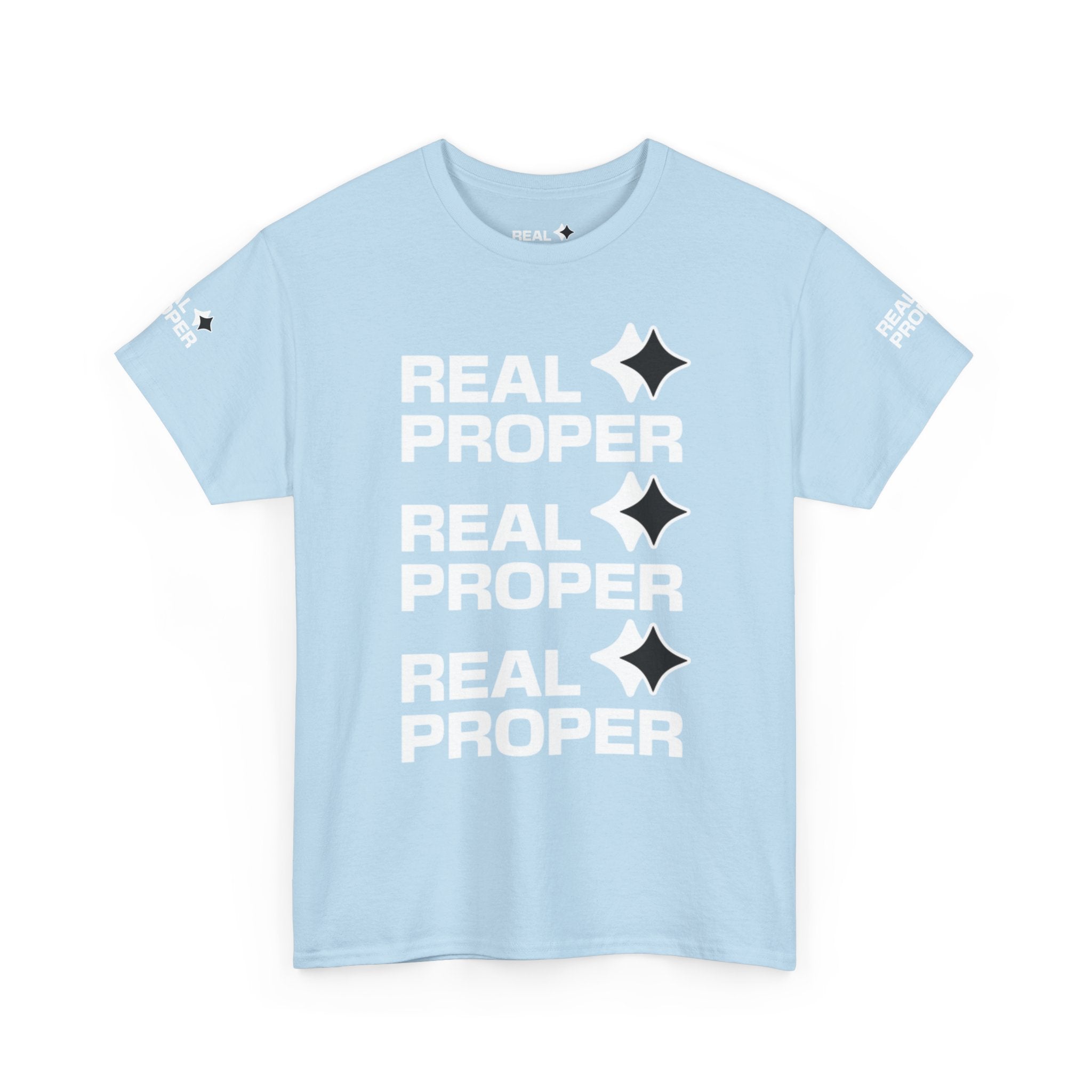 "Real Proper" Repeat Logo T‑Shirt