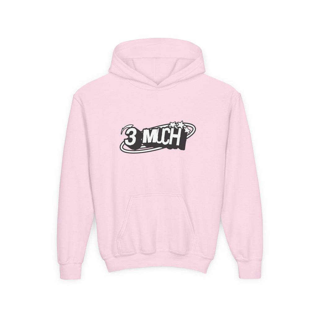 Youth Hoodie — Retro '3 MUCH'Style Graphic Pullover