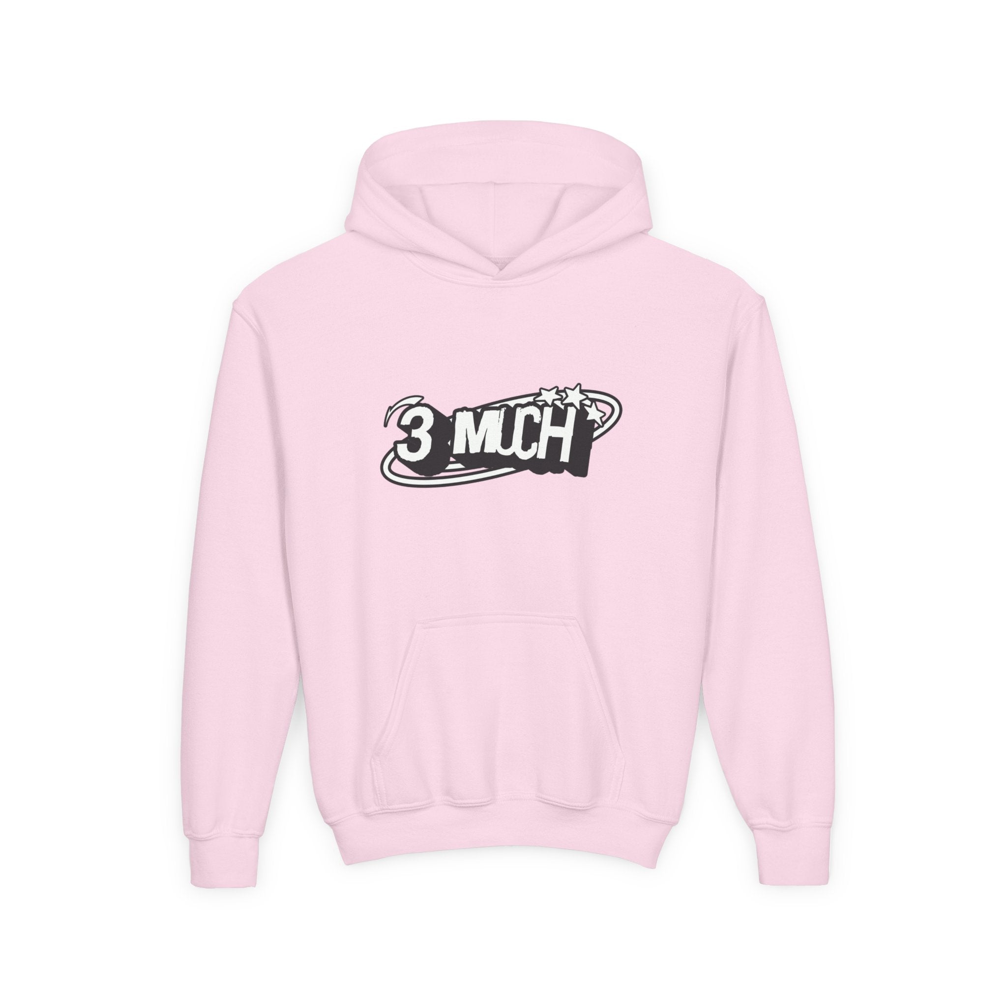 Youth Hoodie — Retro '3 MUCH'Style Graphic Pullover