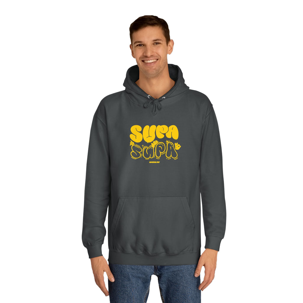 Cheerful Unisex Supa Supa Hoodie - Cozy Streetwear, Campus Style, Trendy Gift, Relaxed Fit, Perfect for Every day