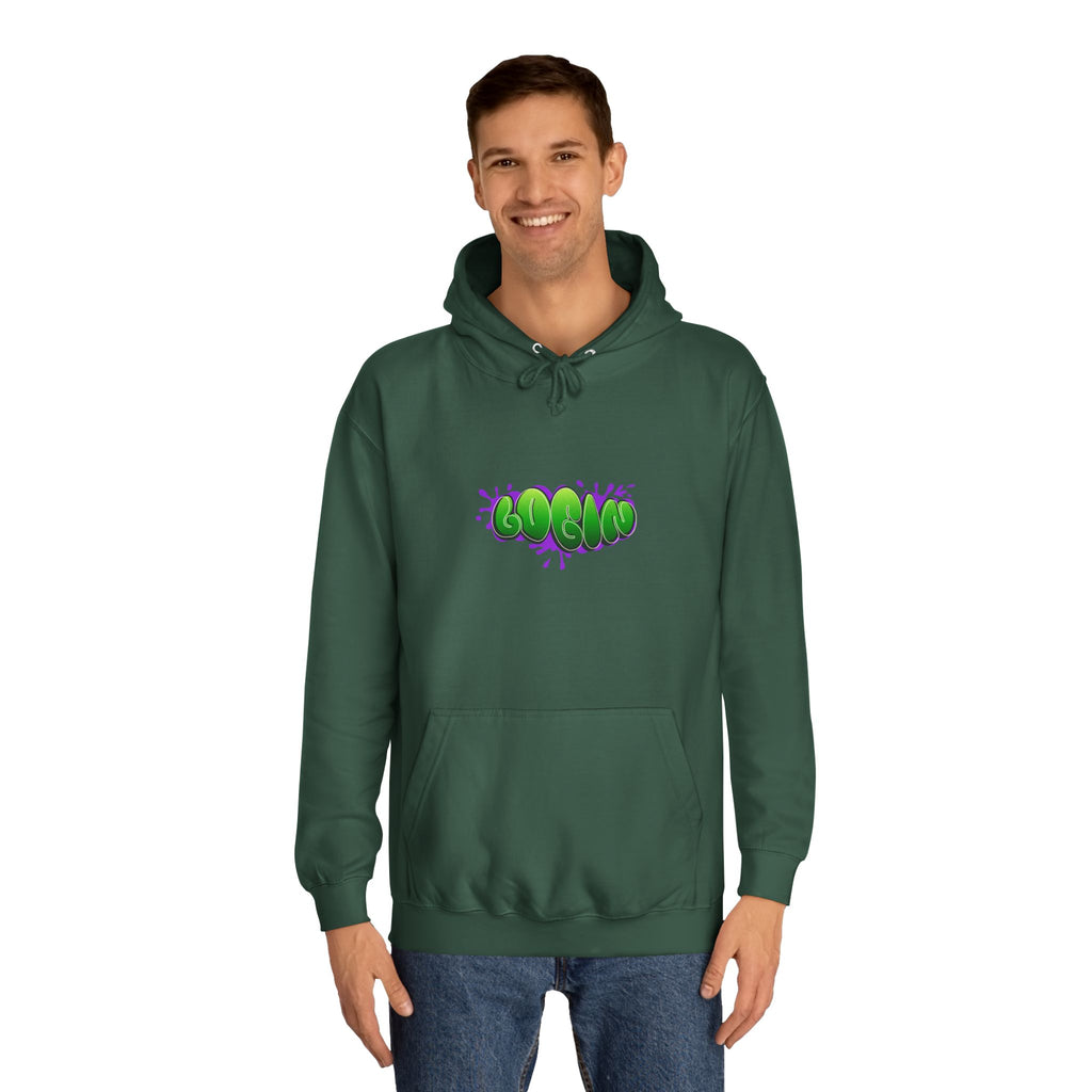 Hoodie with Green Graffiti "Login" Design - Streetwear Pullover
