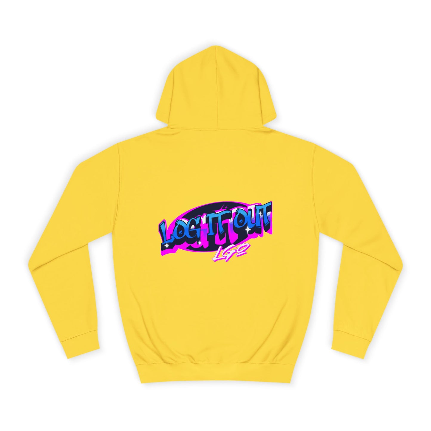 Vibrant Graffiti"Log it out"Hoodie, Unisex Fashion, Casual Wear, Student Apparel, Street Style, Gift for Graduates