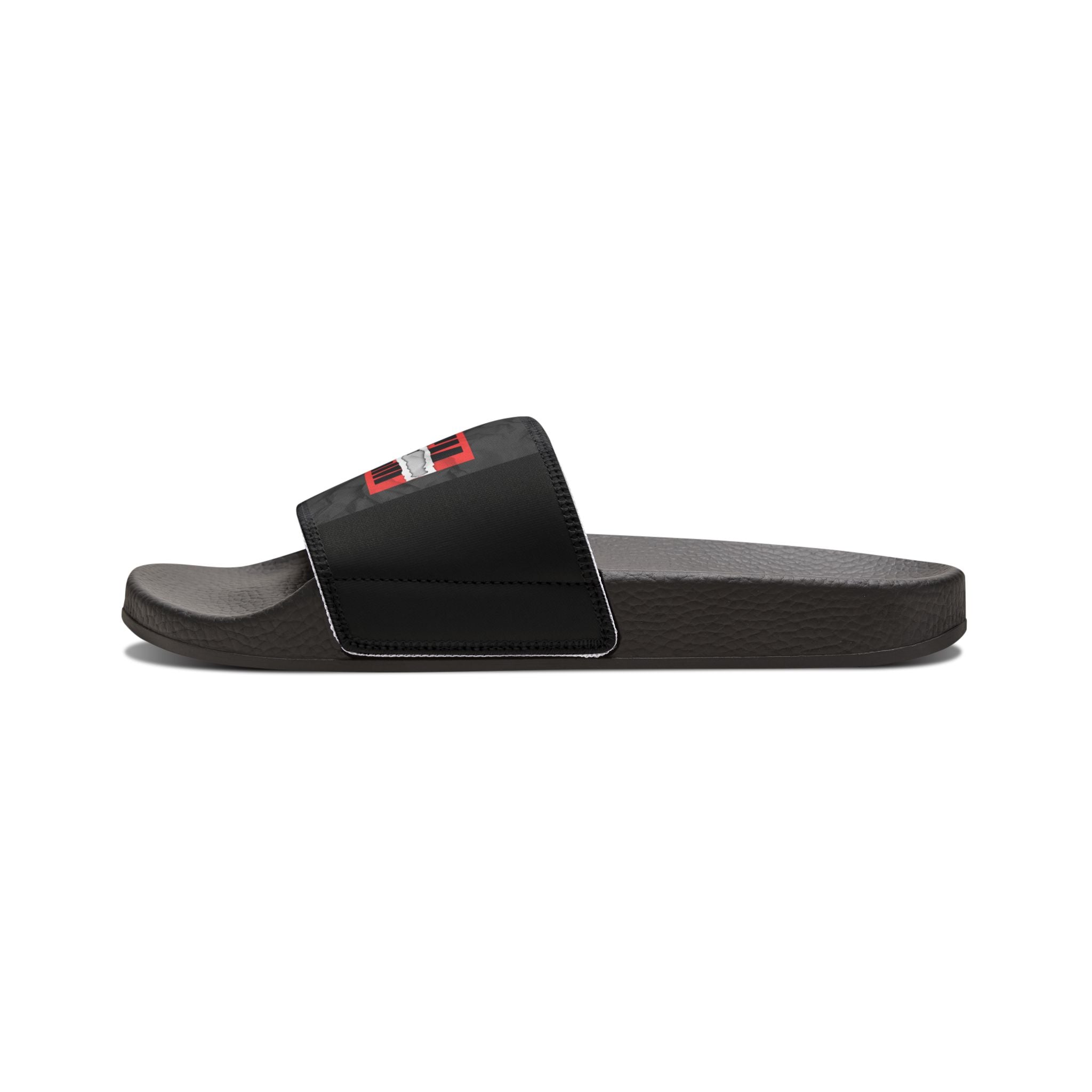 Women's Removable-Strap Slide Sandals — White Casual Slides with "LOG IT OUT" Graphic