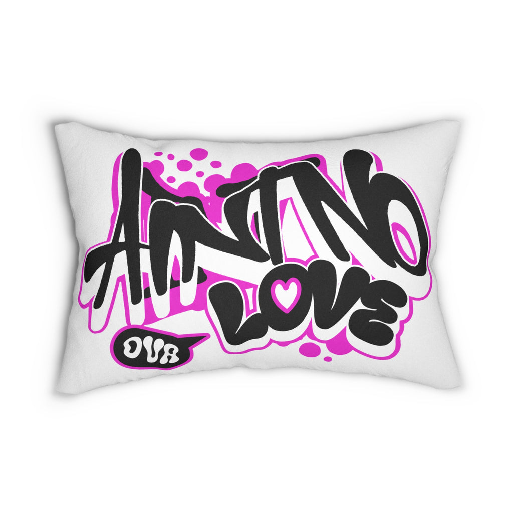 Graffiti " No Love" Lumbar Pillow — Pink Urban Street Art Accent Pillow