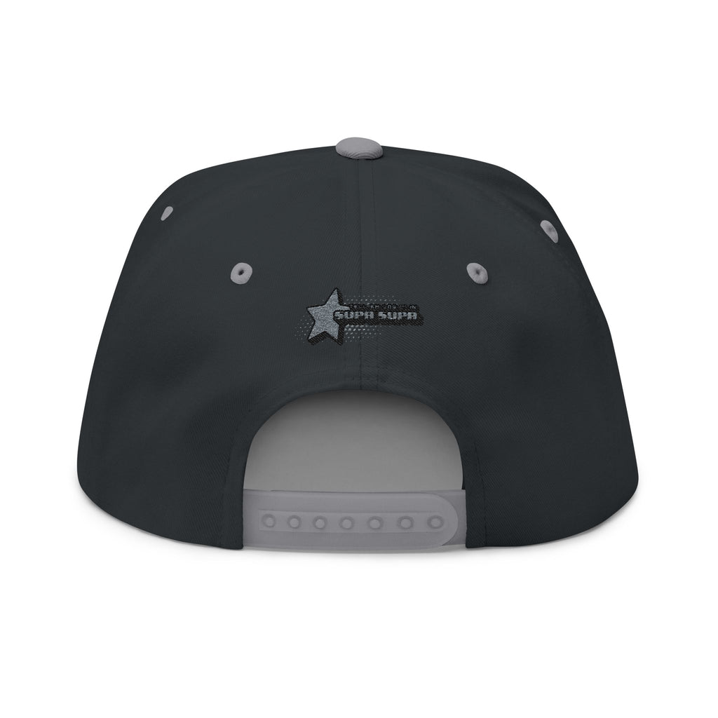 Embroidered Star Snapback Hat — 'Supa Supa' Retro Logo Flat-Bill Cap