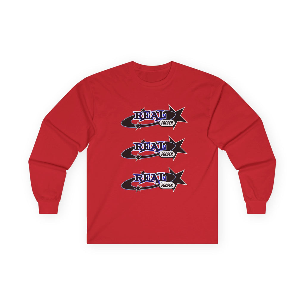 "Real Proper" Graphic Long Sleeve Tee — Retro Star Logo