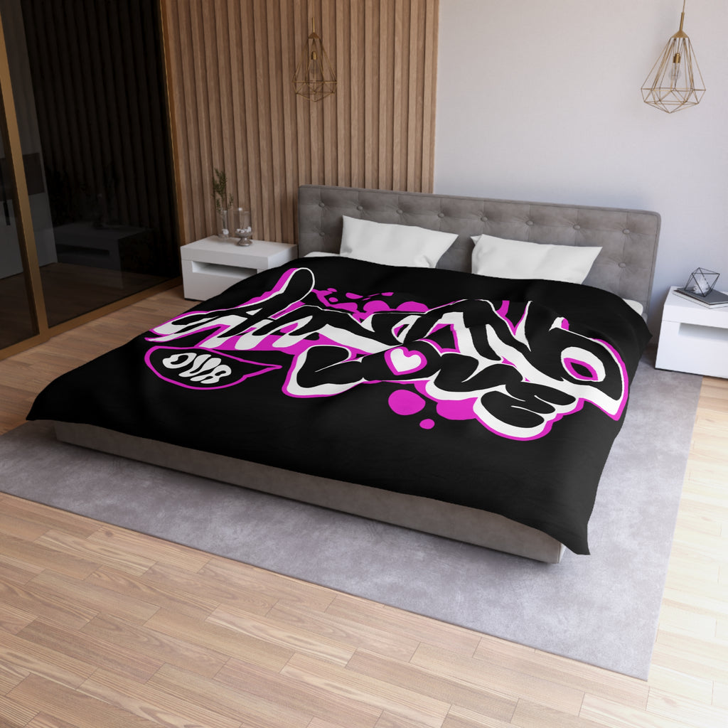 Duvet Cover — Pink Graffiti "No Love" Street Art Microfiber Bedding