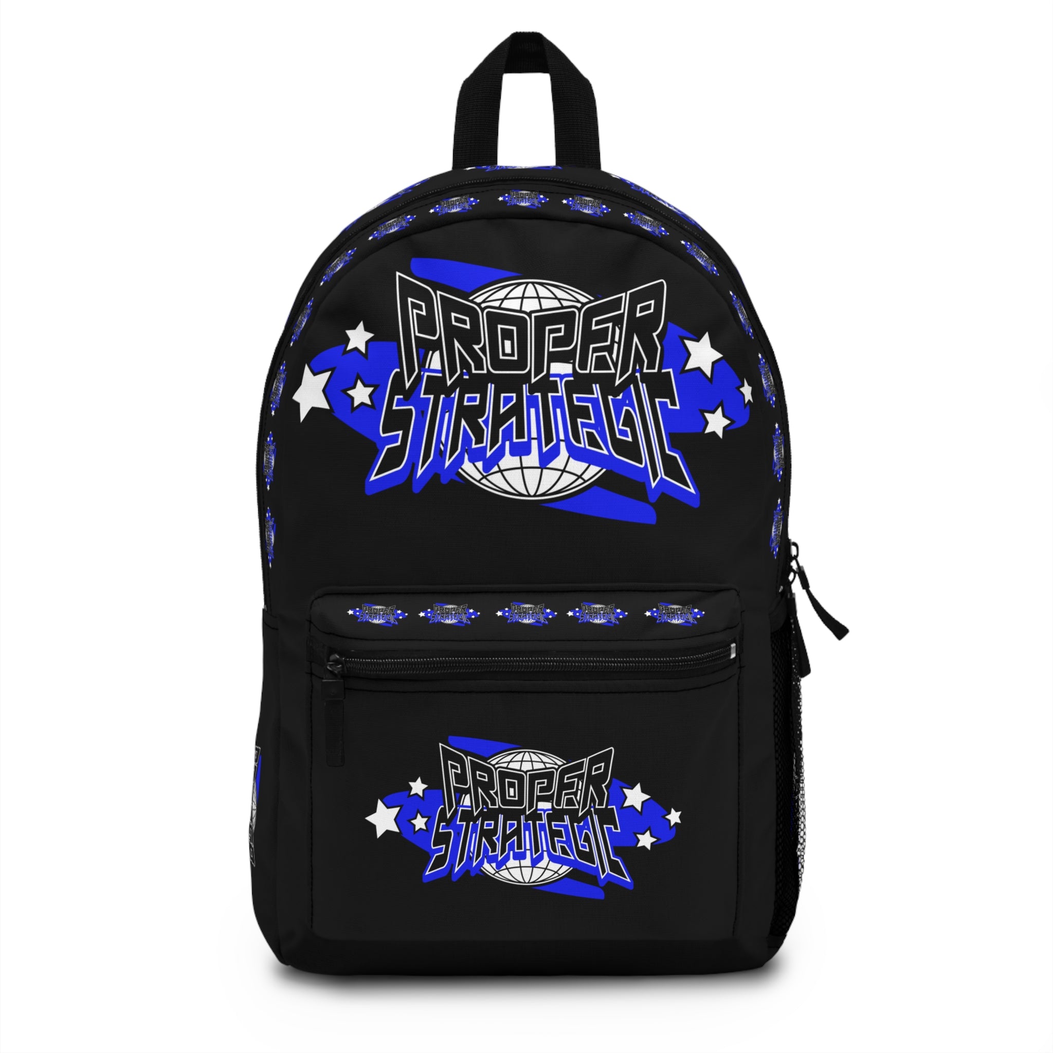 Proper Strategic Blue Logo Backpack — Star Graphic Casual Daypack