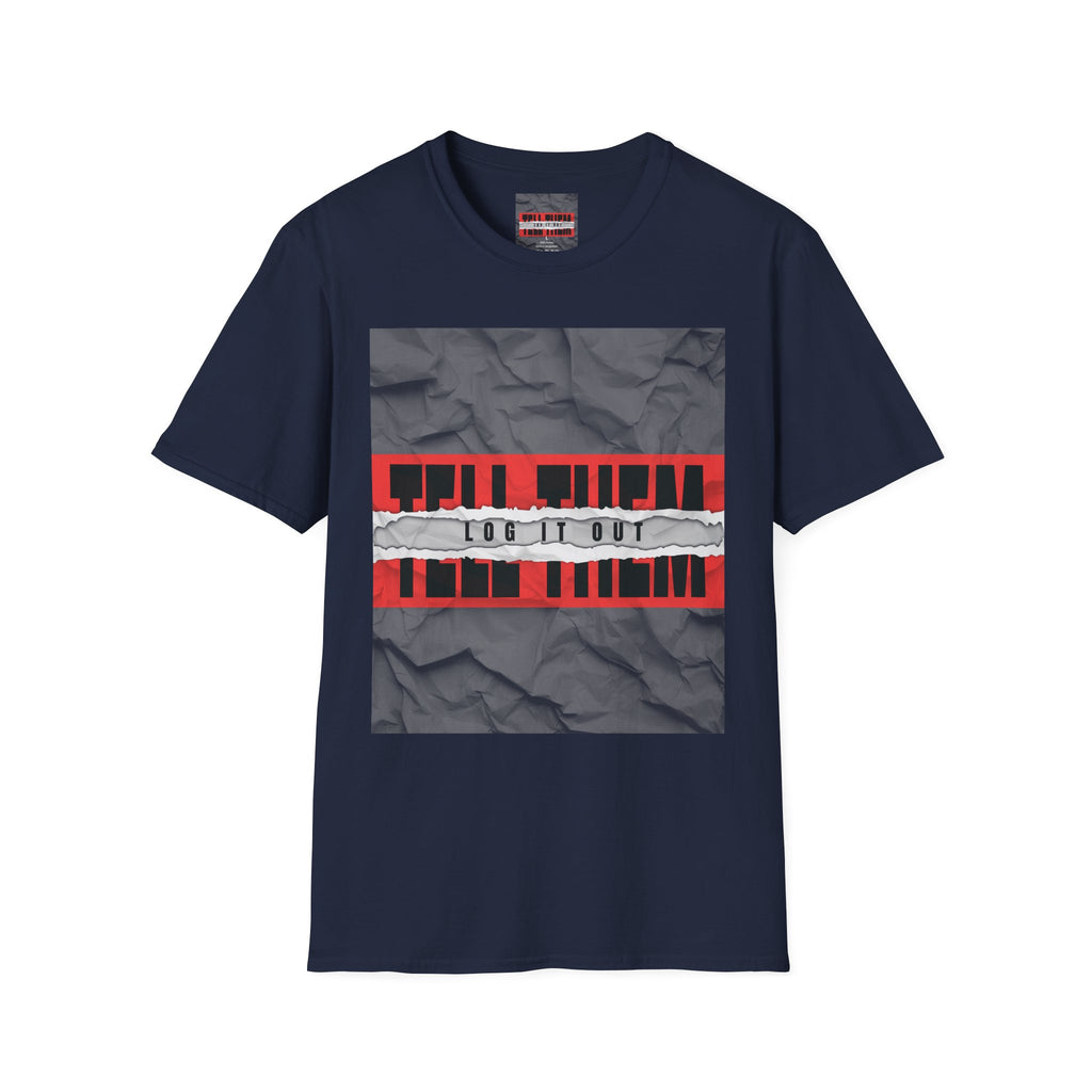 T-Shirt — LOG IT OUT Red Tape Graphic Tee ("LOG IT OUT")