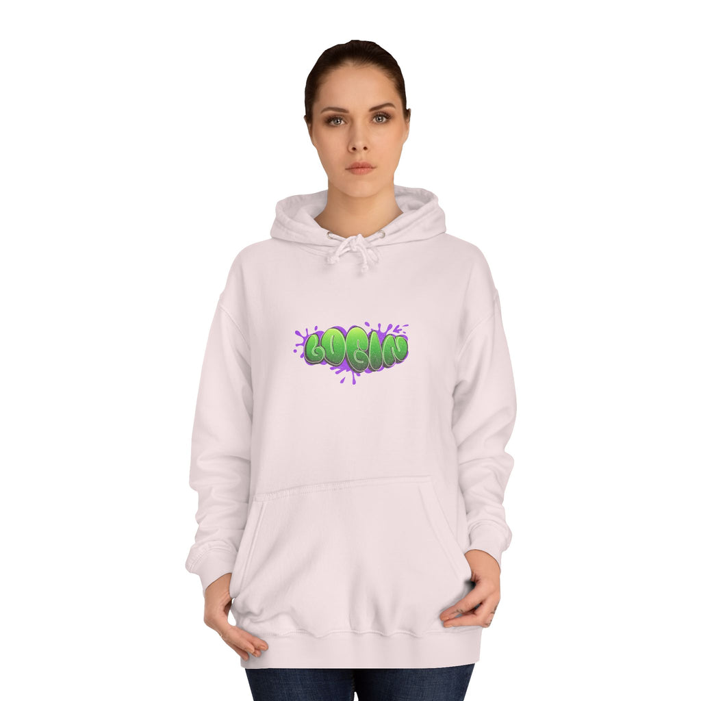 Hoodie with Green Graffiti "Login" Design - Streetwear Pullover