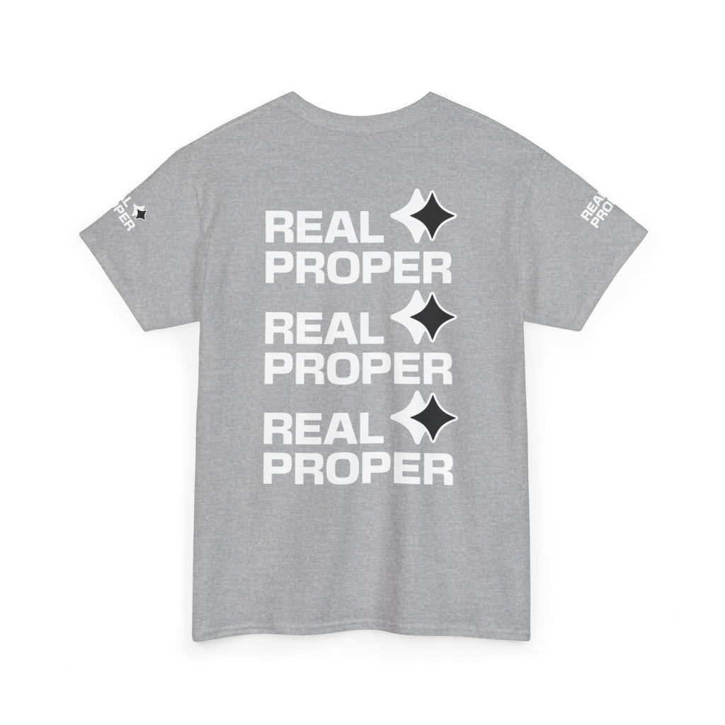 "Real Proper" Repeat Logo T‑Shirt