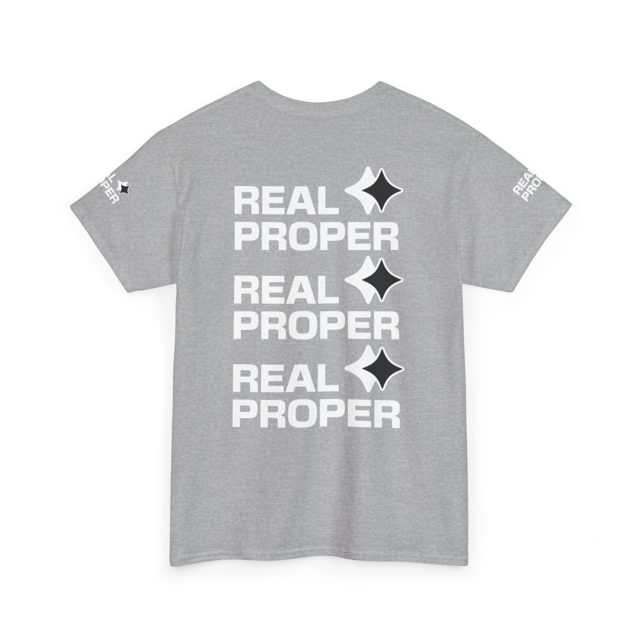 "Real Proper" Repeat Logo T‑Shirt