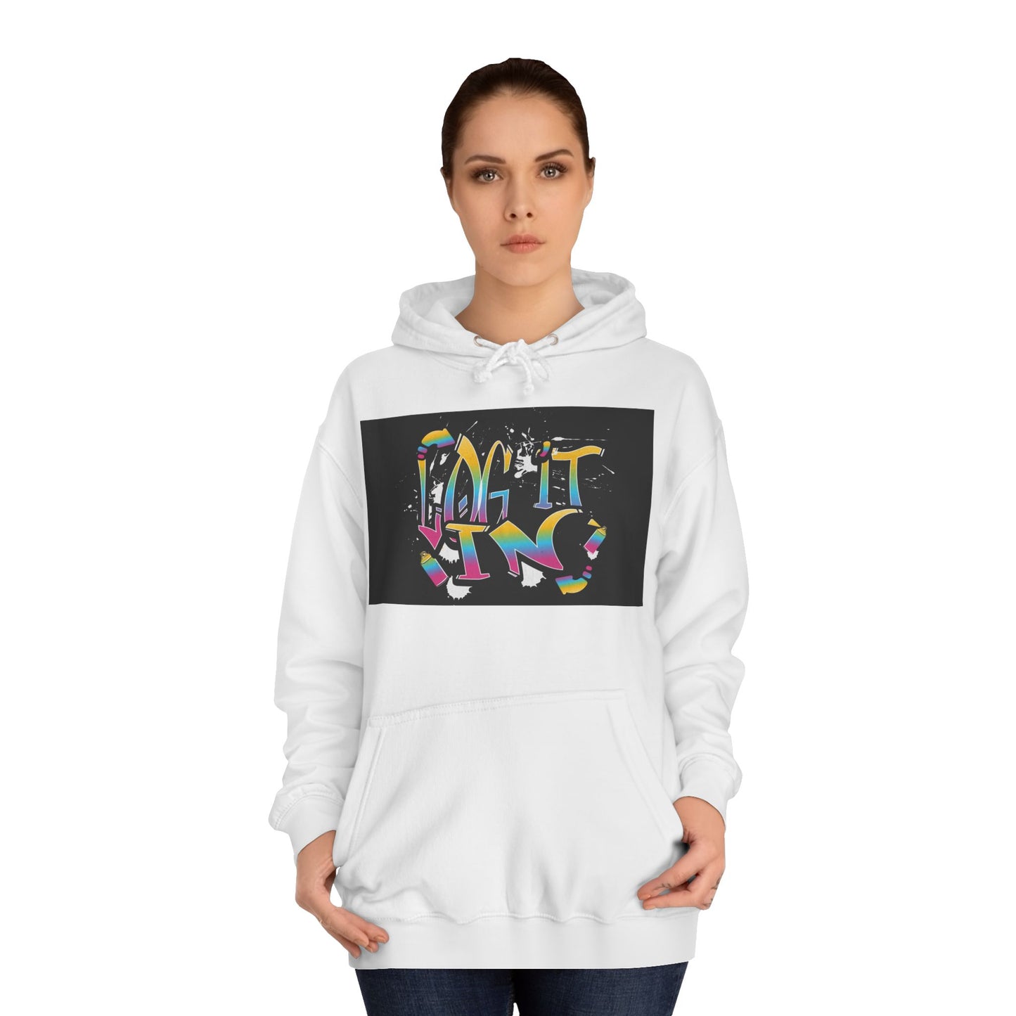 Colorful Unisex "log it in" Hoodie - Vibrant and Fun Sweatshirt for Anybody, Gift for Graduation, CozyWear, Artsy Hoodie