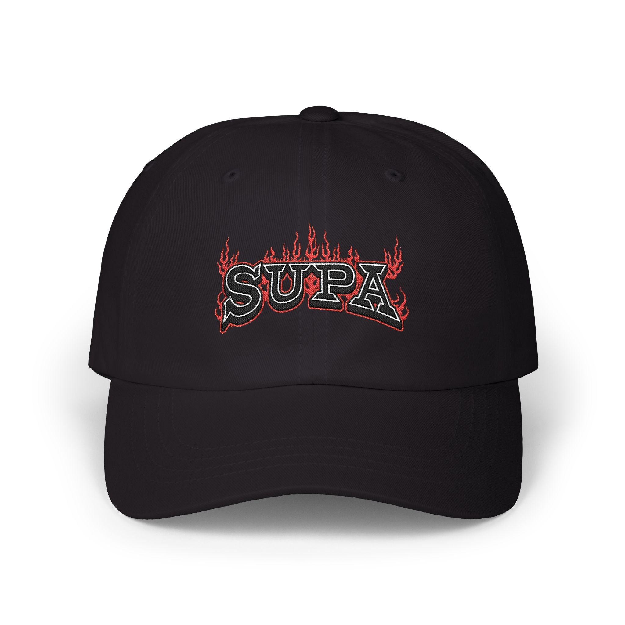 'SUPA' Flame Logo Embroidered Hat