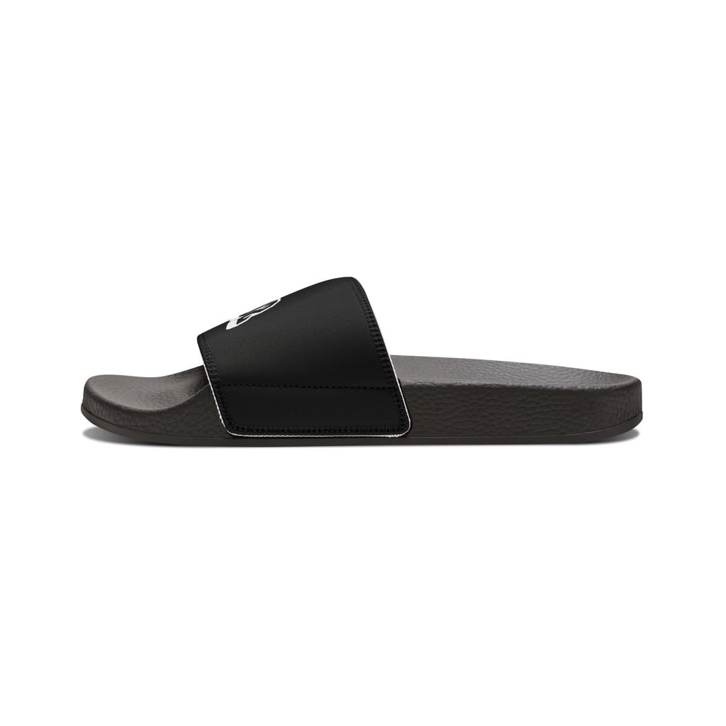 Youth Slide Sandals — Black Strap with 'Bank Endz' Graphic