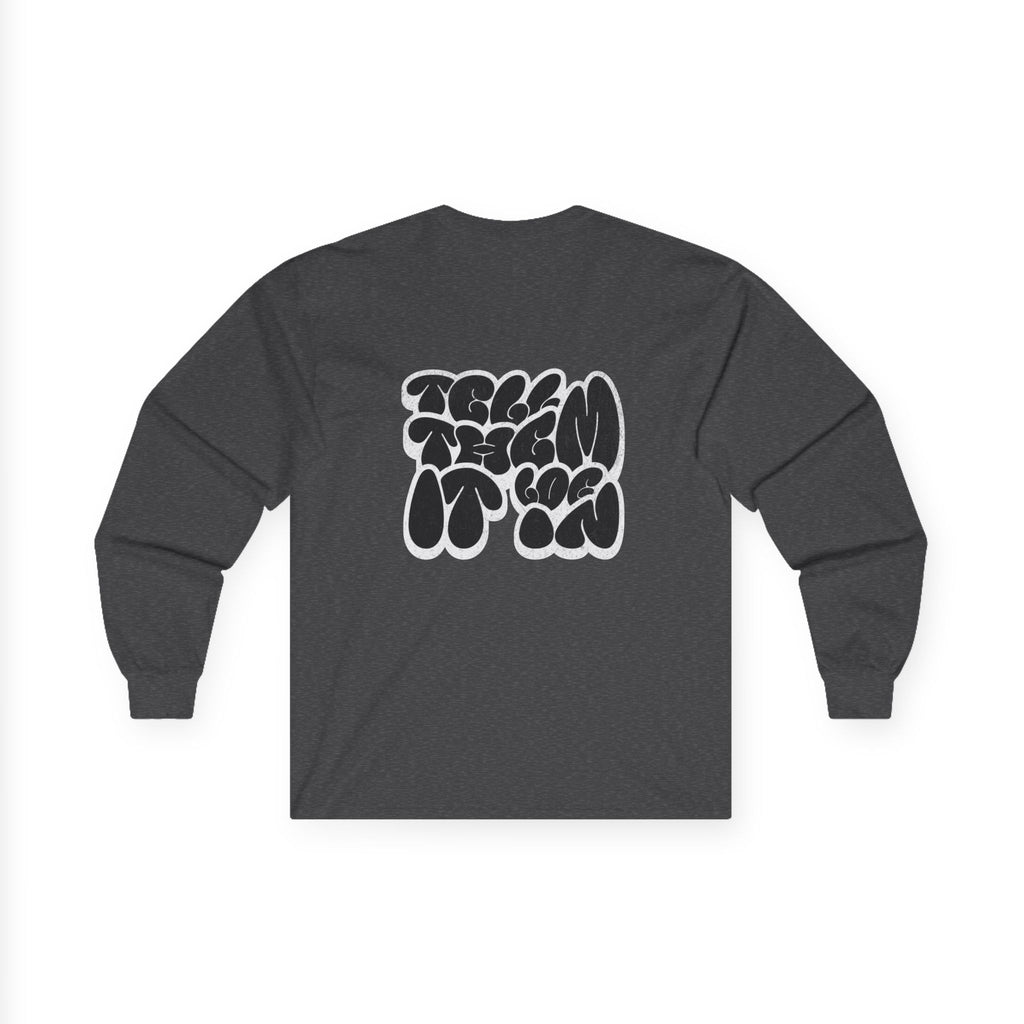 Long Sleeve "LOG IT IN" Tee — Retro Pebble Typography Graphic