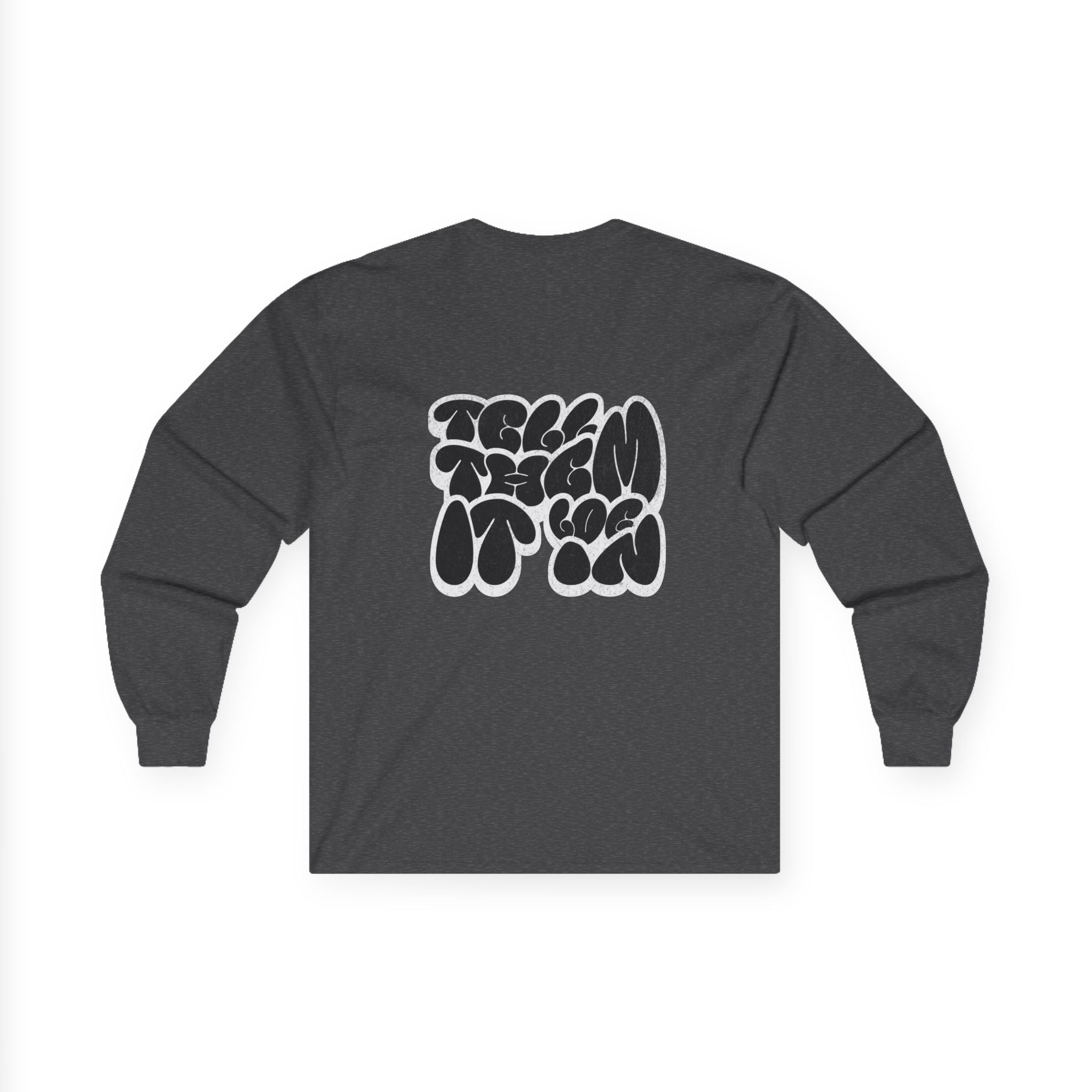 Long Sleeve "LOG IT IN" Tee — Retro Pebble Typography Graphic