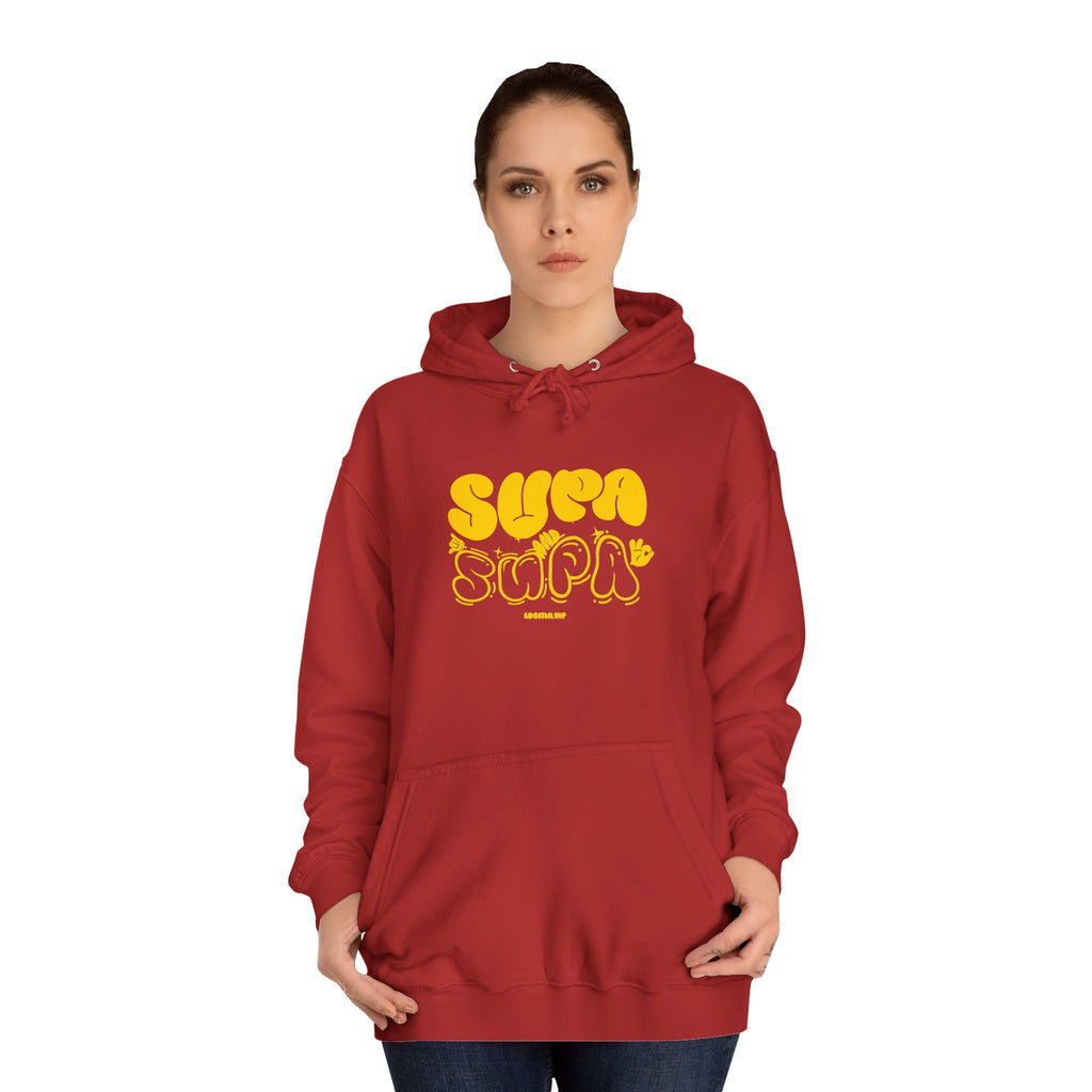 Cheerful Unisex Supa Supa Hoodie - Cozy Streetwear, Campus Style, Trendy Gift, Relaxed Fit, Perfect for Every day
