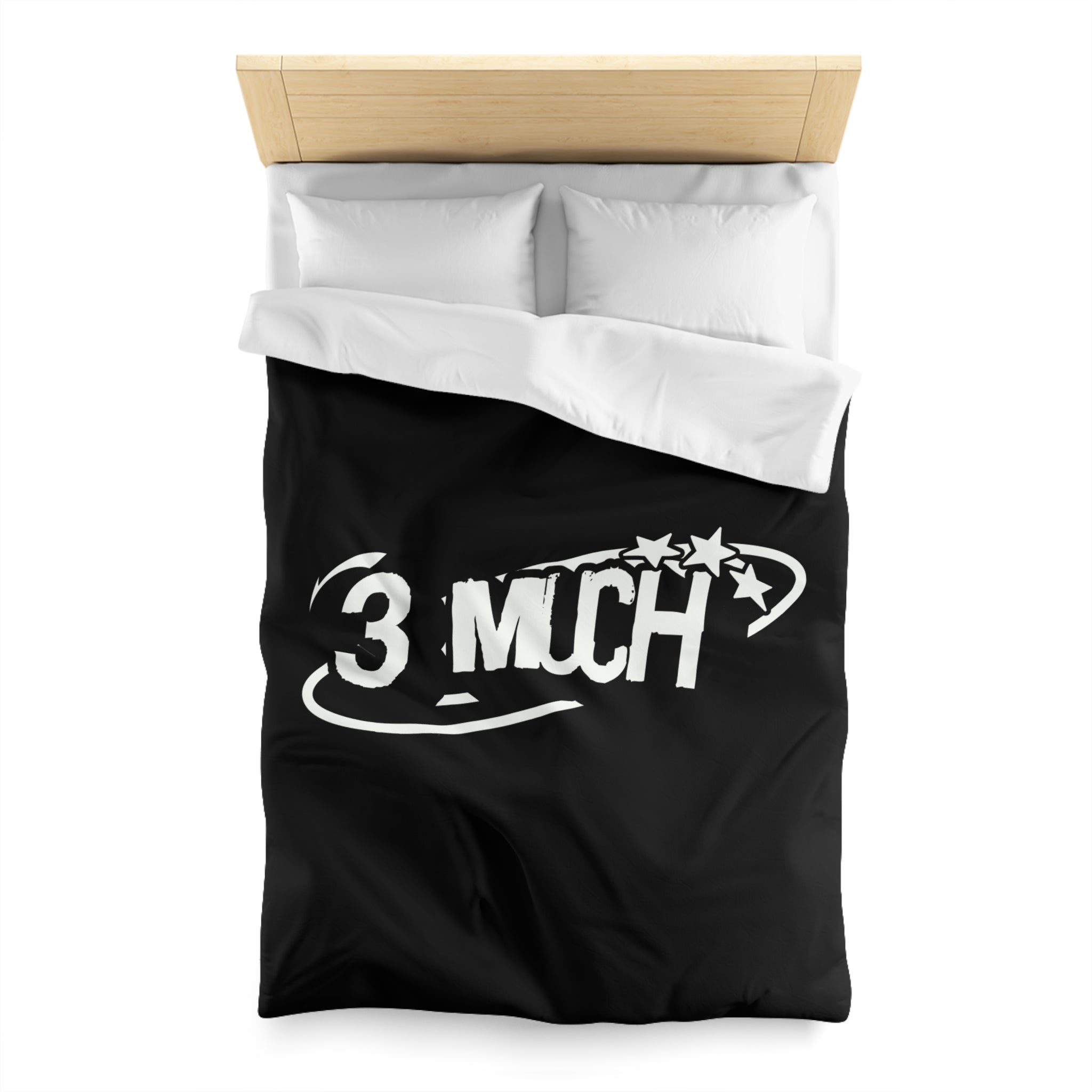 Duvet Cover — '3 Much' Bold Graphic Black Microfiber Duvet