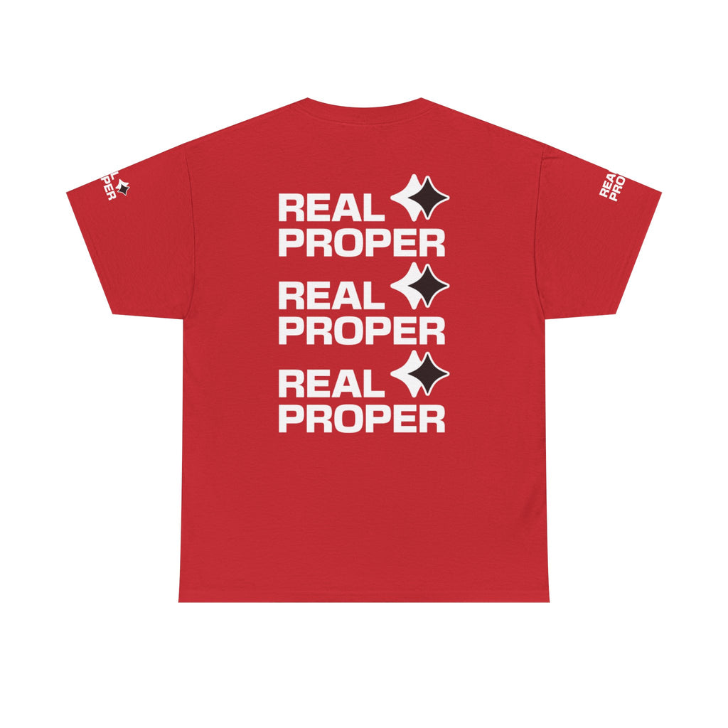"Real Proper" Repeat Logo T‑Shirt