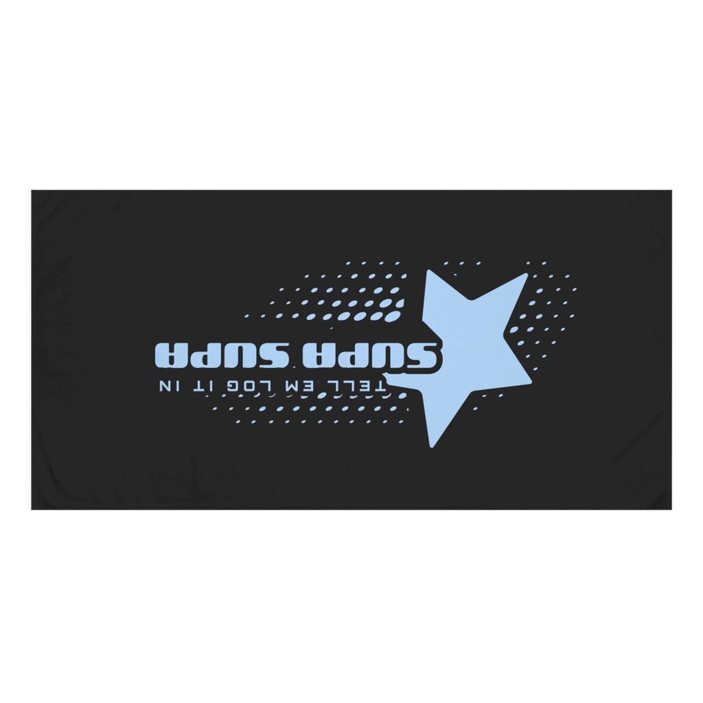 Star Logo Beach Towel – "Tell em log it in" Blue Graphic Mink-Cotton Towel